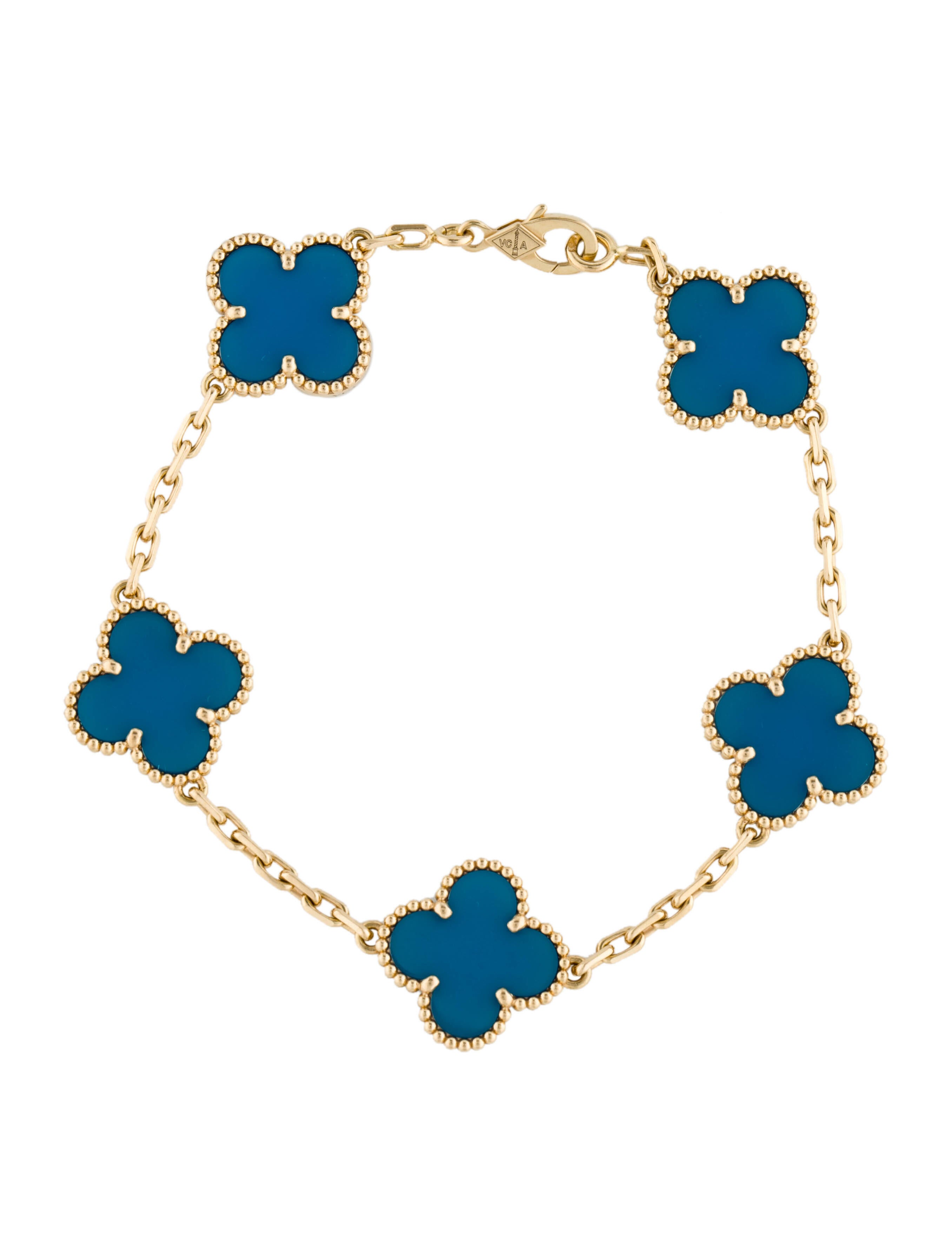 Van Cleef & Arpels Vintage Alhambra Bracelet, 5 Motifs 18K Yellow