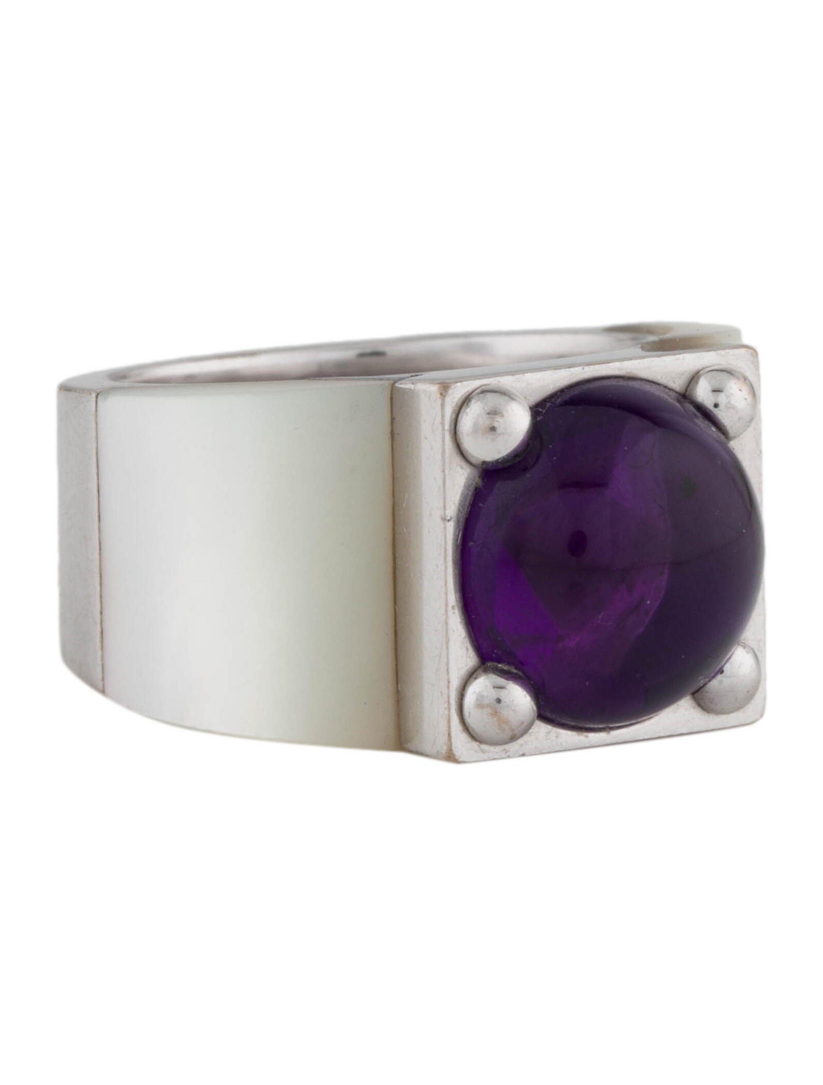 Van Cleef & Arpels Mother of Pearl & Amethyst Babylone Cocktail Ring