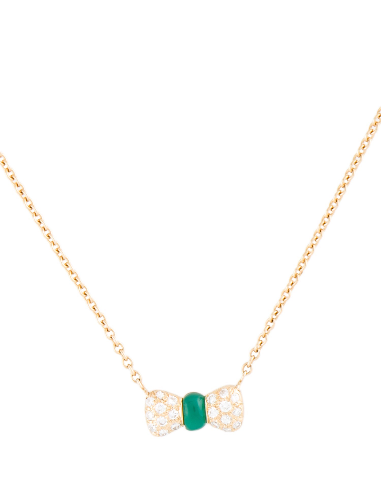 Van Cleef & Arpels Vintage Dyed Chalcedony & Diamond Bow Necklace