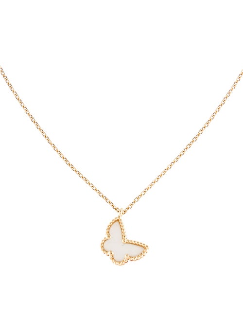 Van Cleef & Arpels Mother of Pearl Sweet Alhambra Butterfly Pendant Necklace