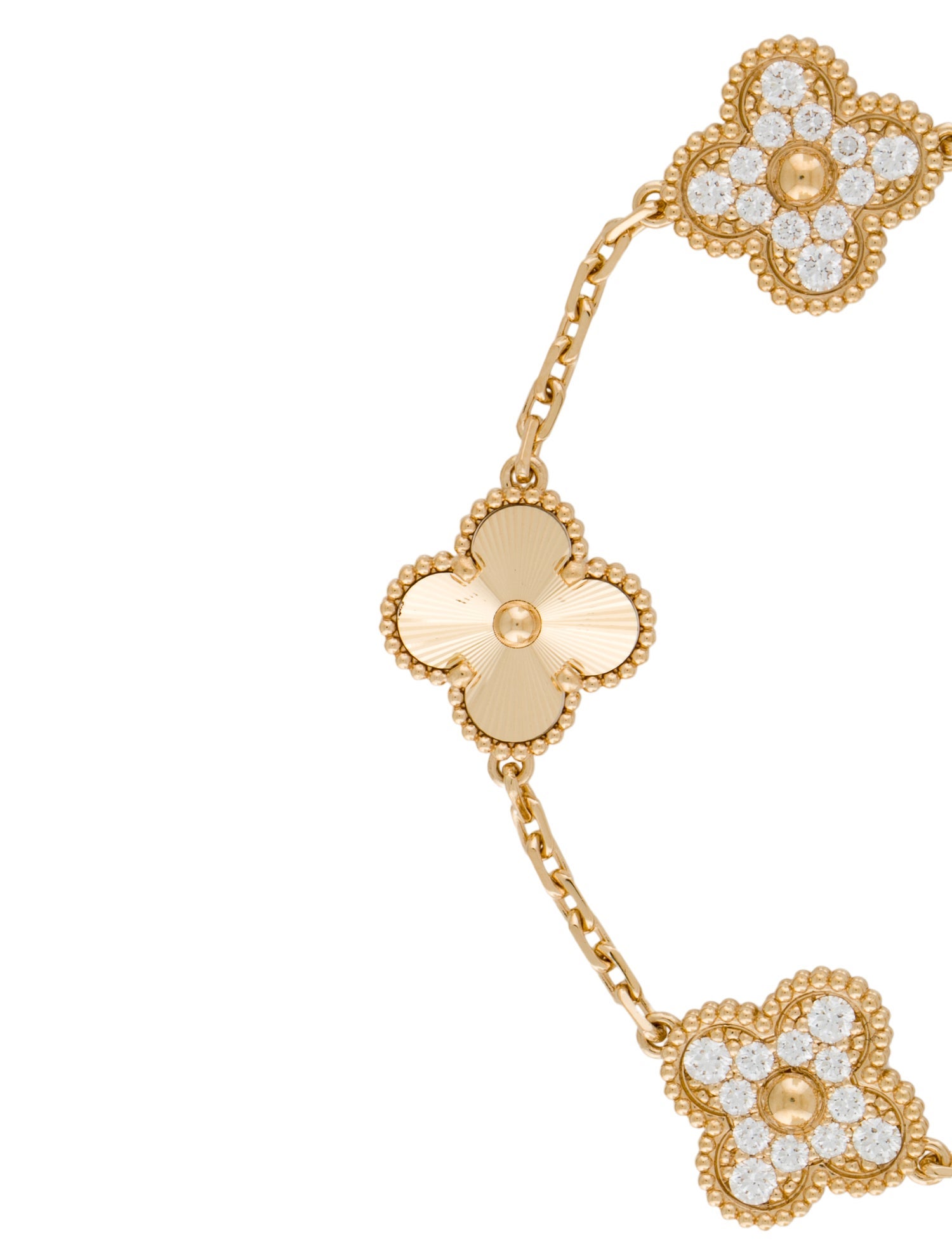 Van Cleef & Arpels Vintage Alhambra 5 Motif Guilloché Bracelet 18K