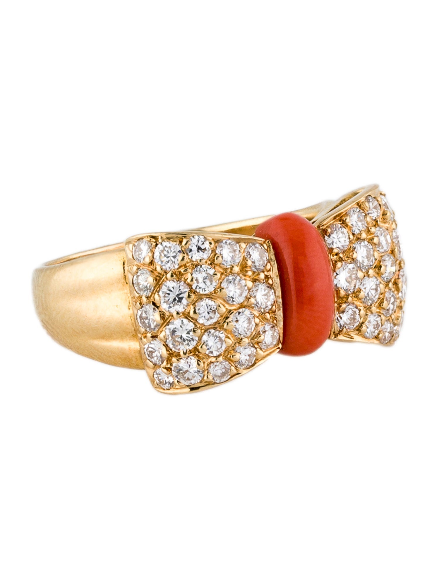Van Cleef & Arpels Vintage Coral & Diamond Bowtie Ring
