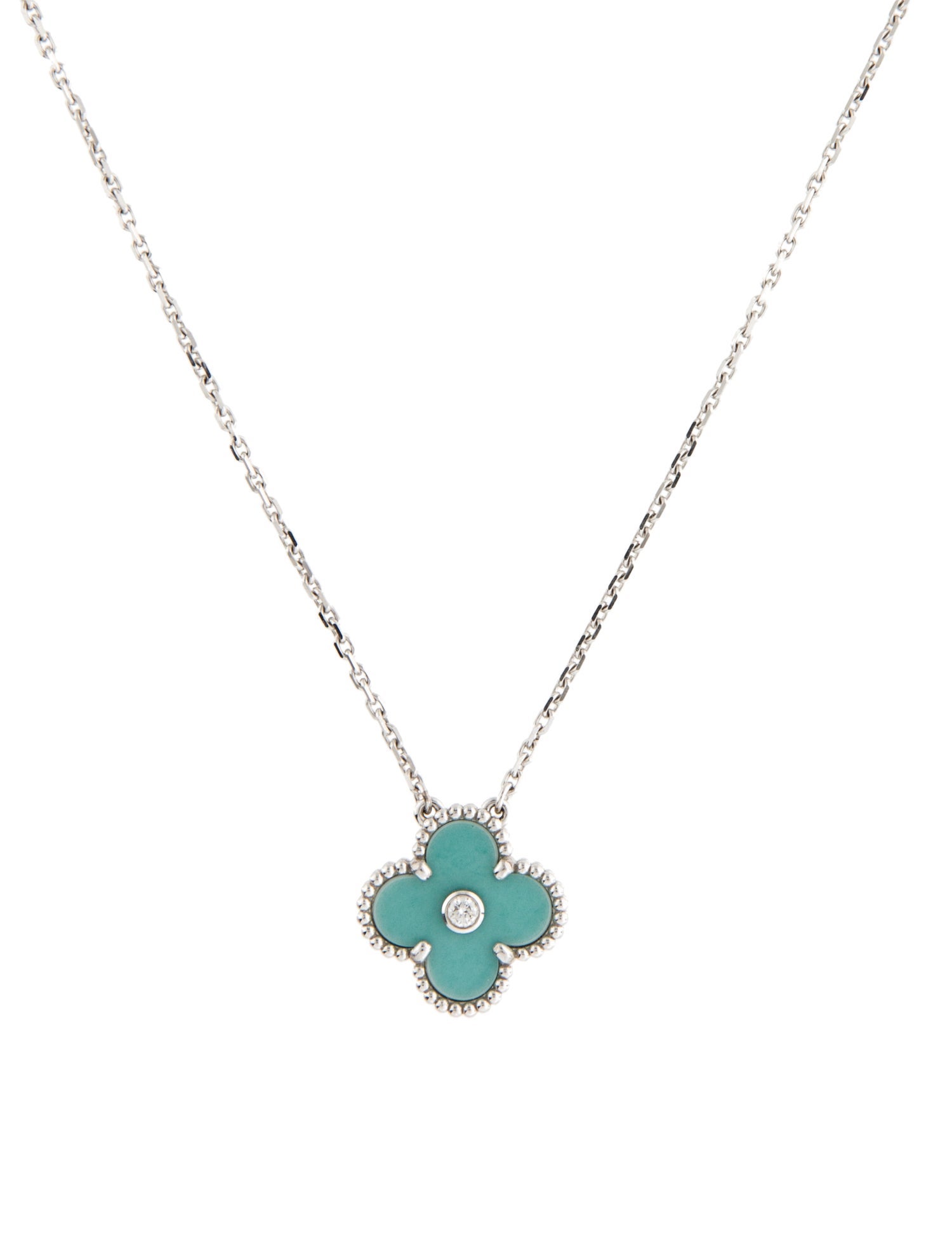 Van Cleef & Arpels Limited Edition 2022 Green Celadon Sèvres Porcelain Vintage Alhambra Holiday Pendant Necklace