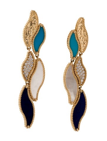 Van Cleef & Arpels Drop Mother of Pearl Lucky Summer Wave Earrings
