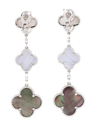 Van Cleef & Arpels Mother of Pearl Magic Alhambra 3 Motif Earrings