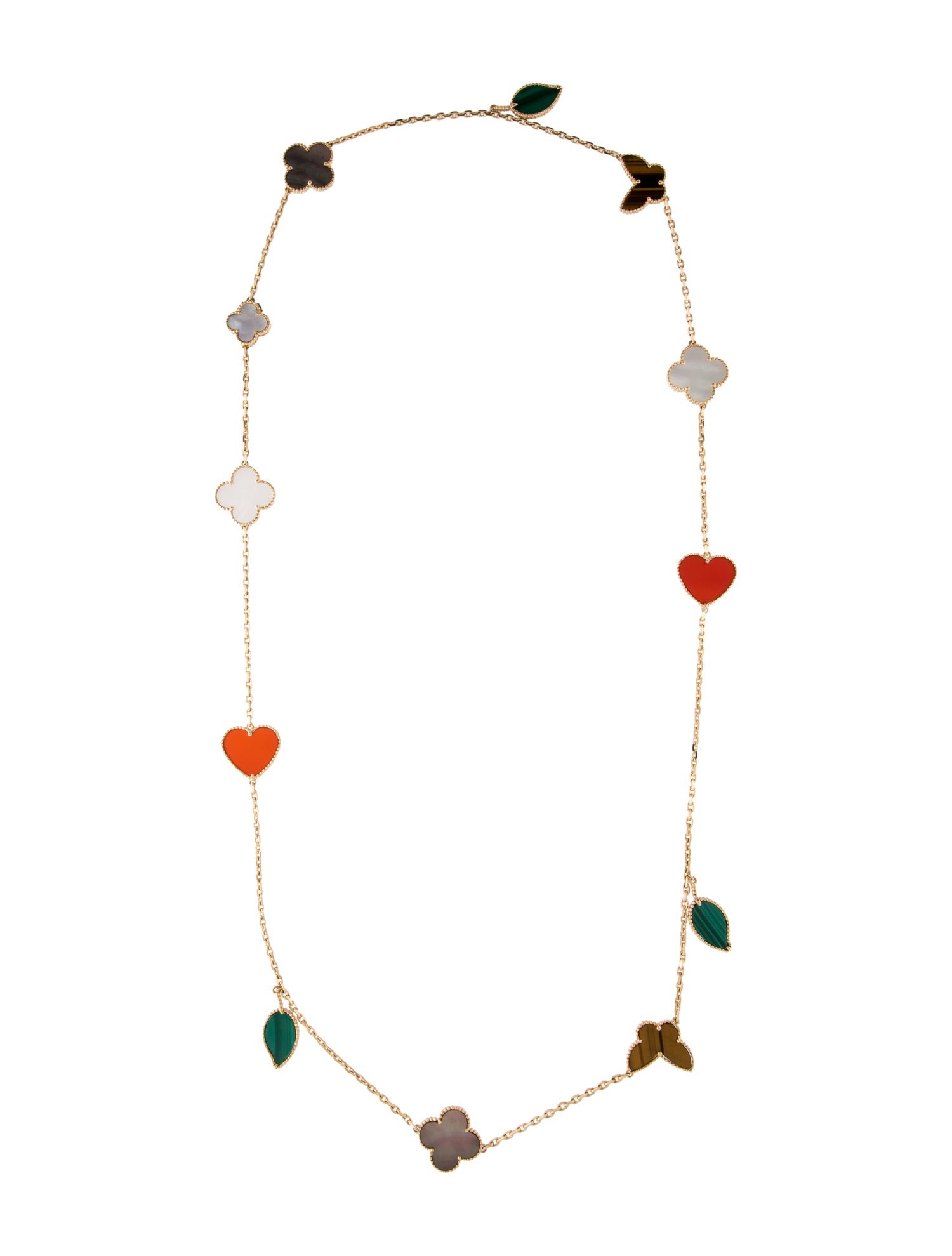 Van Cleef & Arpels Mother of Pearl Lucky Alhambra 12 Motifs Long Necklace