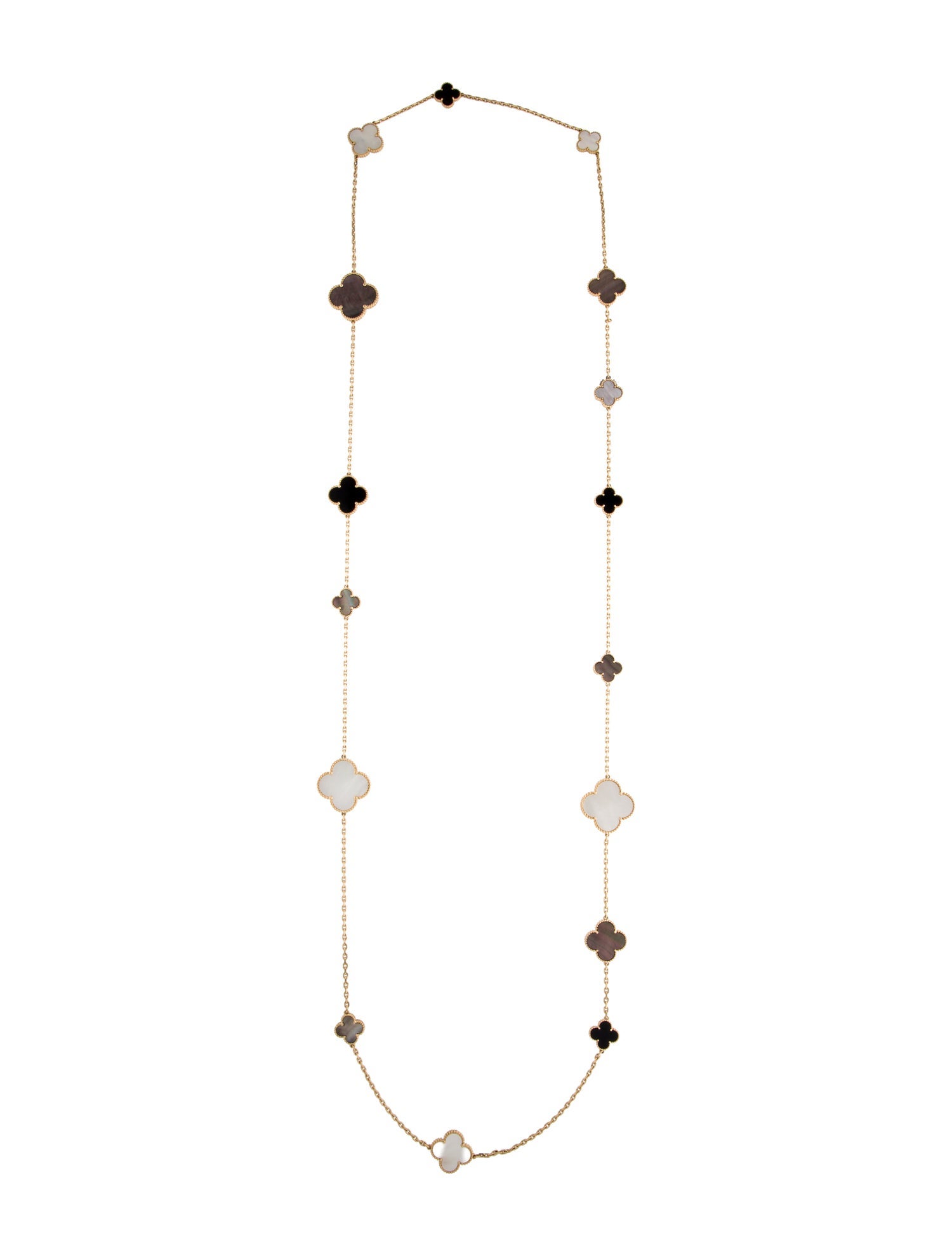 Van Cleef & Arpels Mother of Pearl Magic Alhambra Long Necklace, 16 Motifs