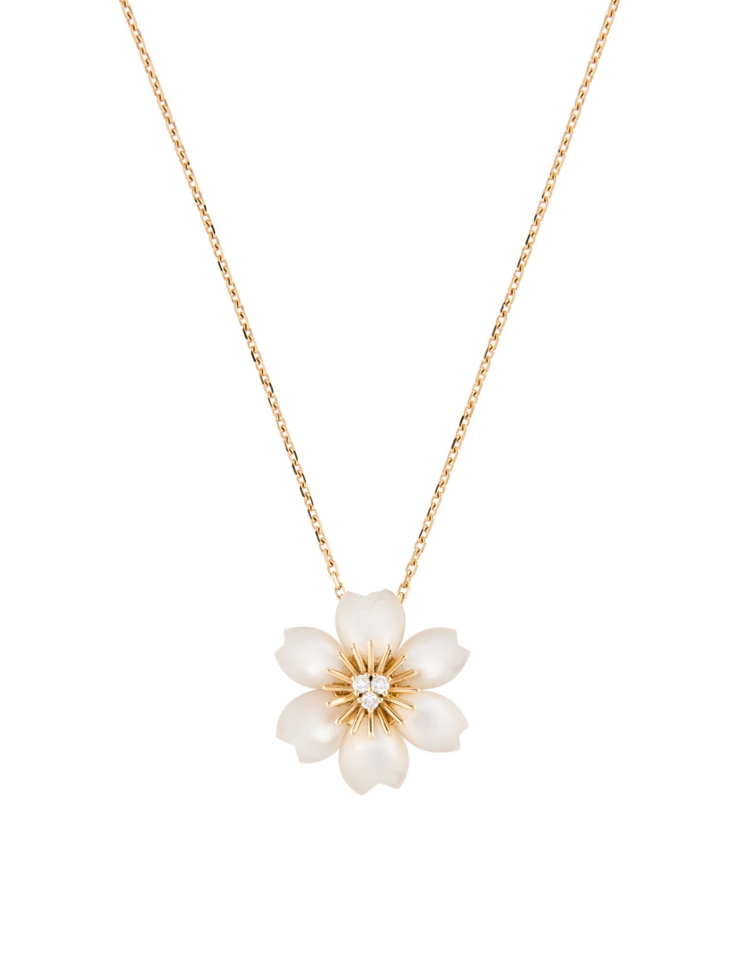 Van Cleef & Arpels Rose de Noël Pendant Necklace, Mini Model