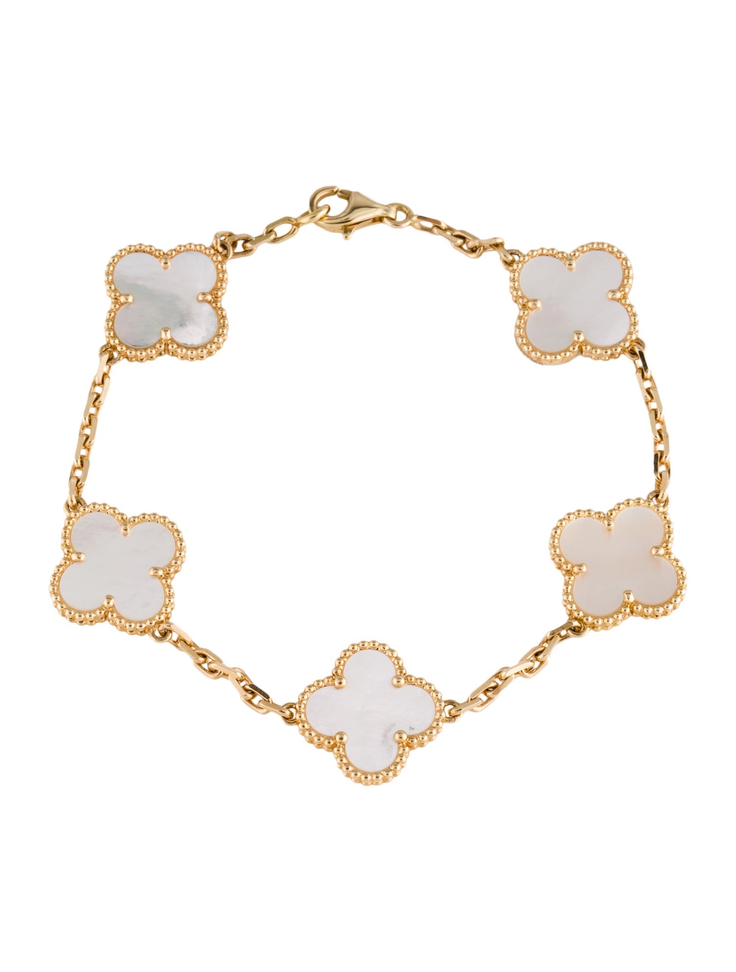 Van Cleef & Arpels Mother of Pearl Vintage Alhambra Bracelet, 5 Motifs