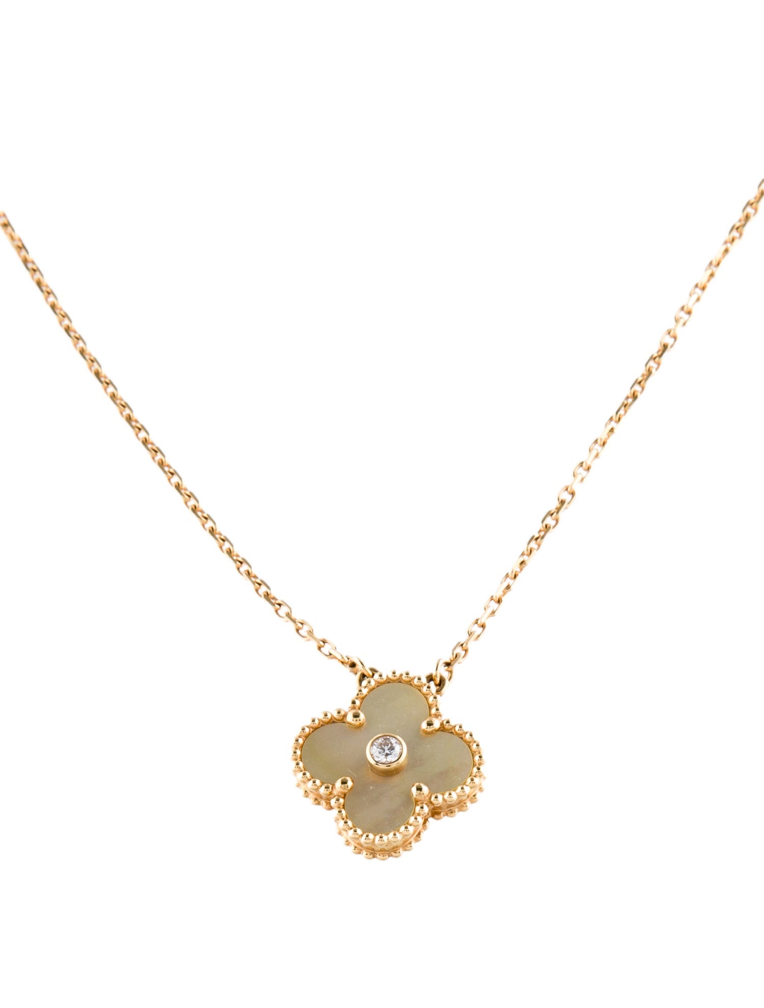 Van Cleef & Arpels Mother of Pearl Limited Edition 2018 Vintage Alhambra Holiday Pendant Necklace