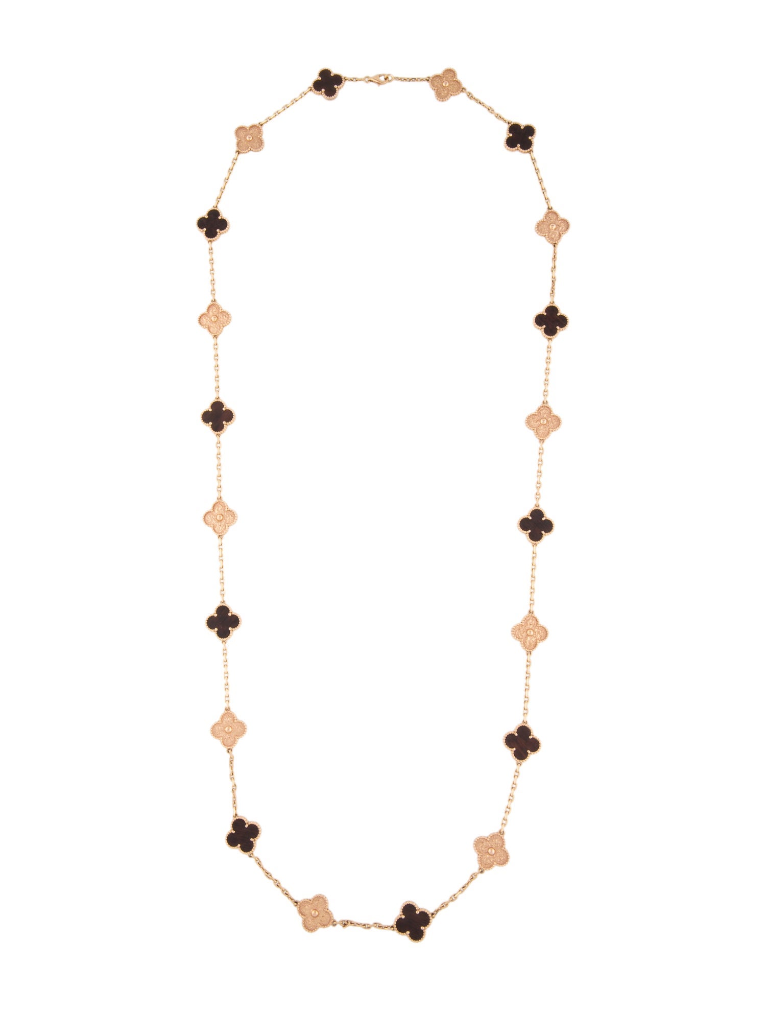 Van Cleef & Arpels Vintage Alhambra Bois D'Amourette 20 Motif Necklace