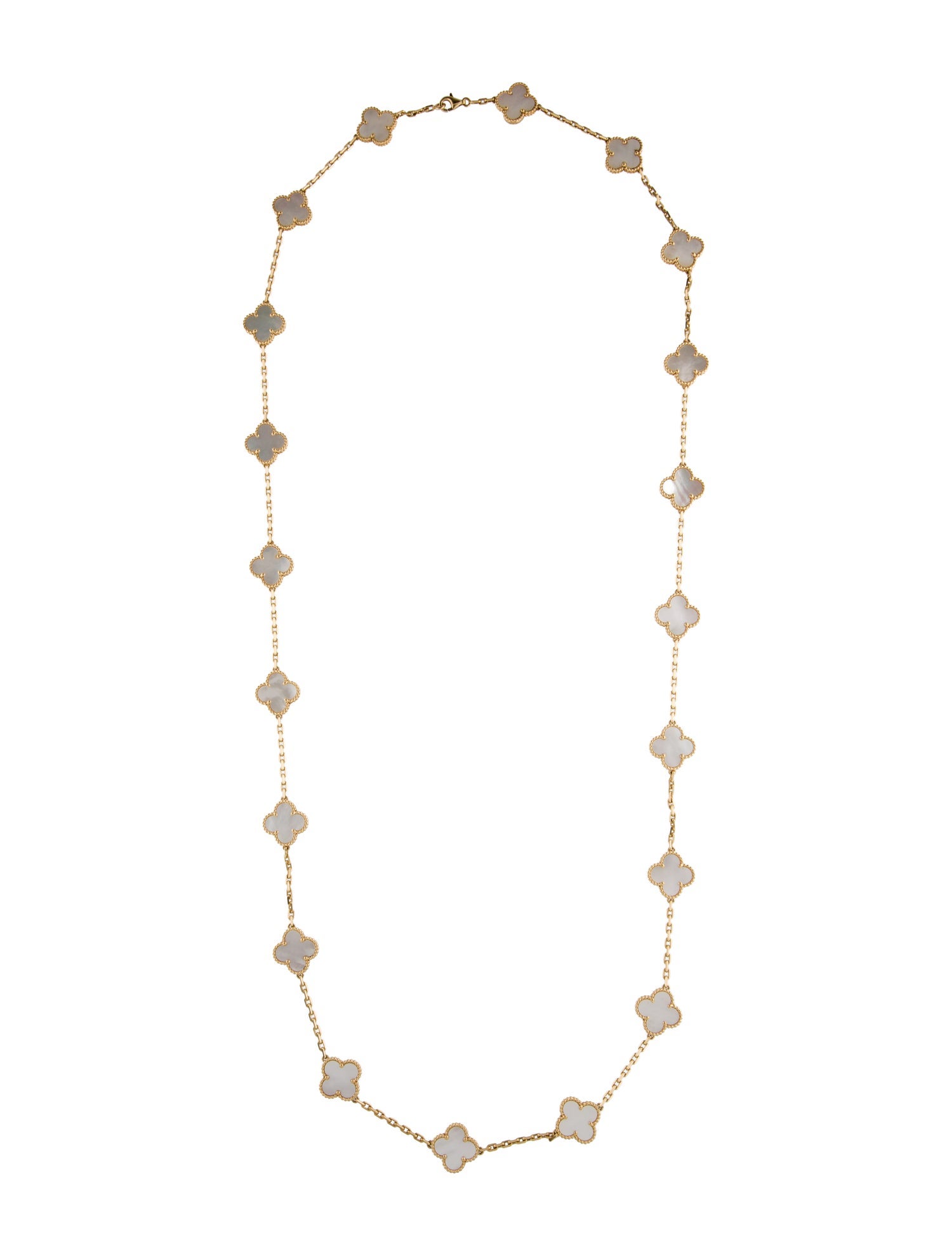Van Cleef & Arpels Mother of Pearl Vintage Alhambra Long Necklace, 20 Motifs