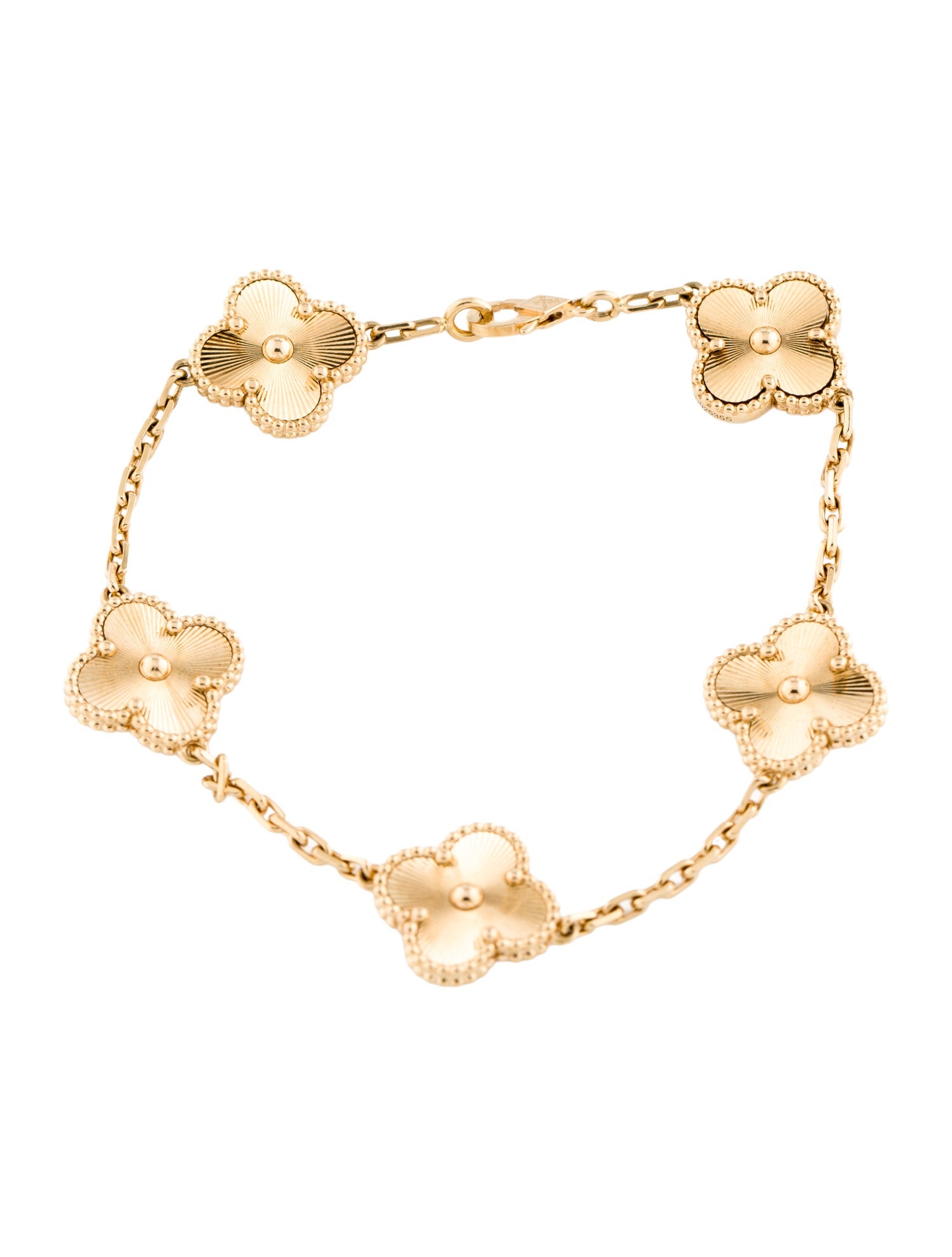 Van Cleef & Arpels Vintage Alhambra Guilloché Bracelet, 5 Motif