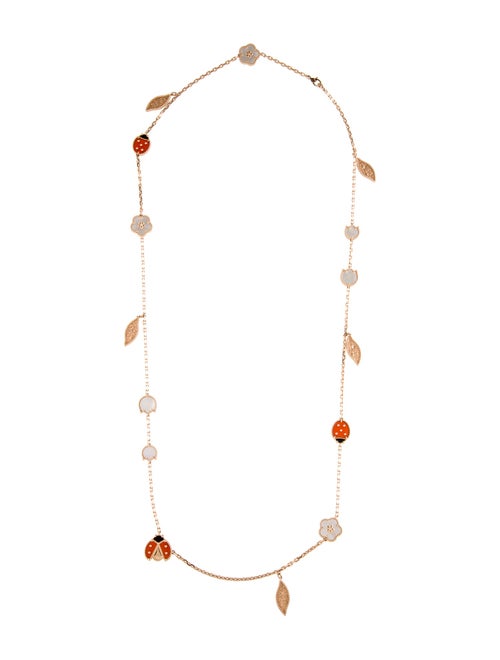 Van Cleef & Arpels Mother of Pearl Lucky Spring Long Necklace, 15 Motifs