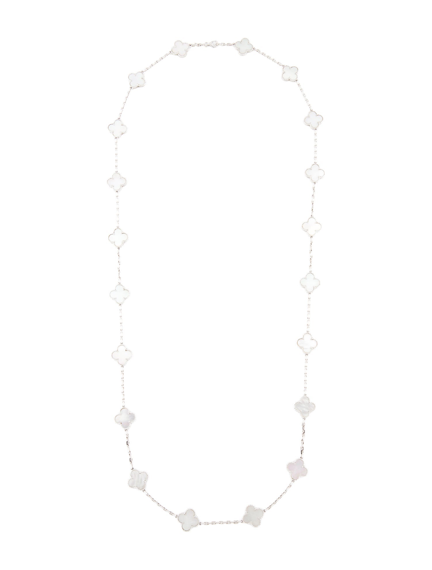 Van Cleef & Arpels Mother of Pearl Vintage Alhambra 20 Motif Long Necklace