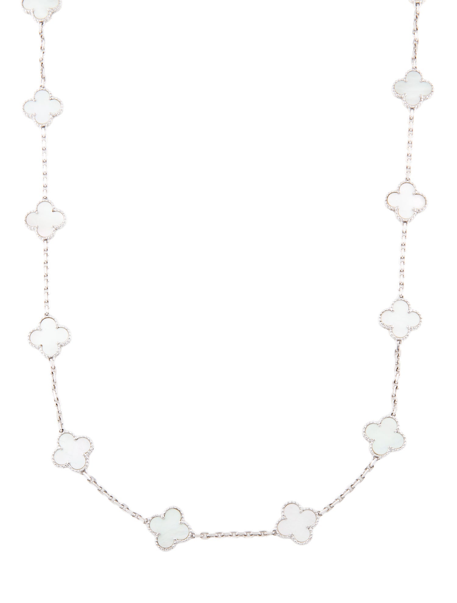 Van Cleef & Arpels Mother of Pearl Vintage Alhambra 20 Motif Long Necklace