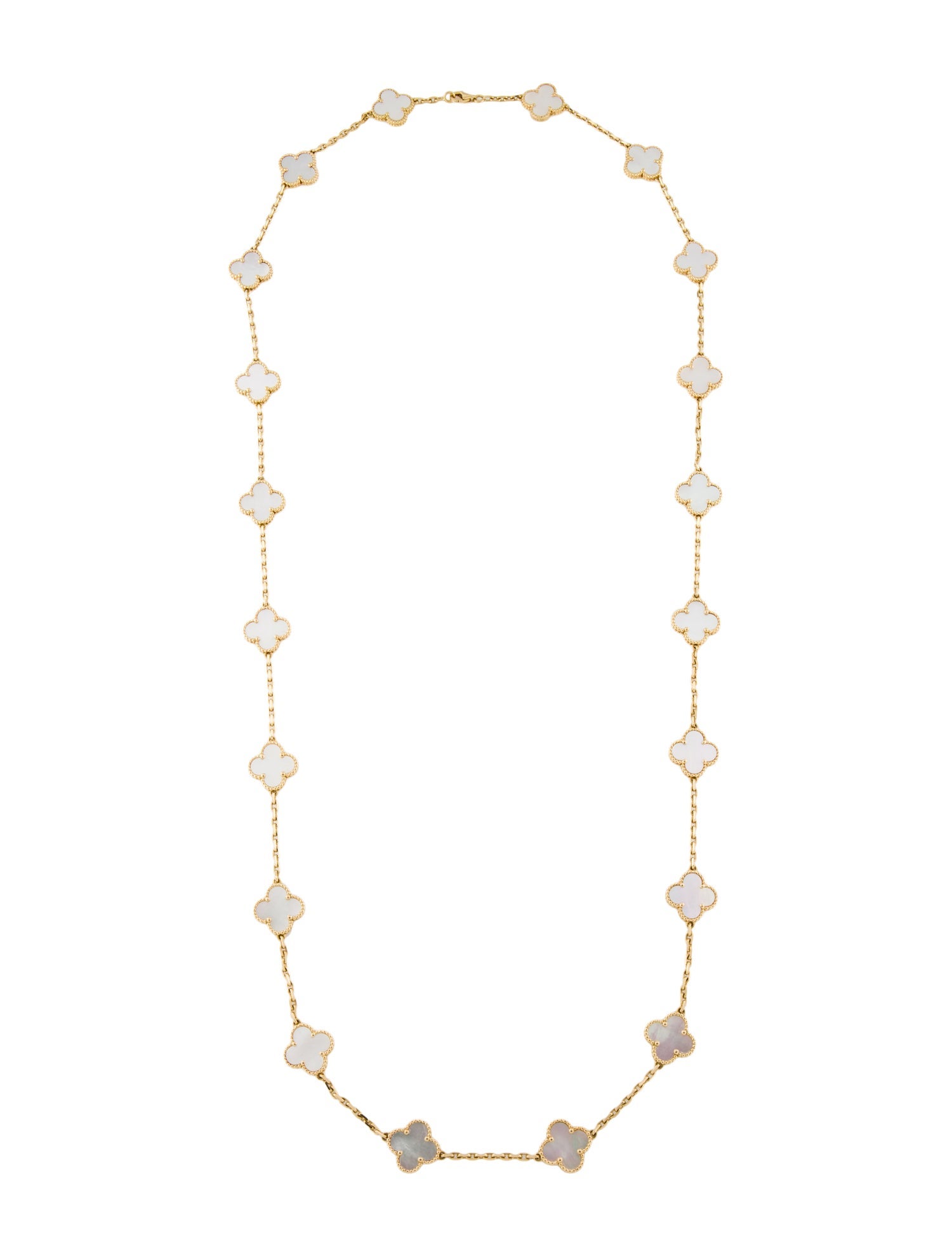 Van Cleef & Arpels Mother Of Pearl Vintage Alhambra Long Necklace, 20 Motifs