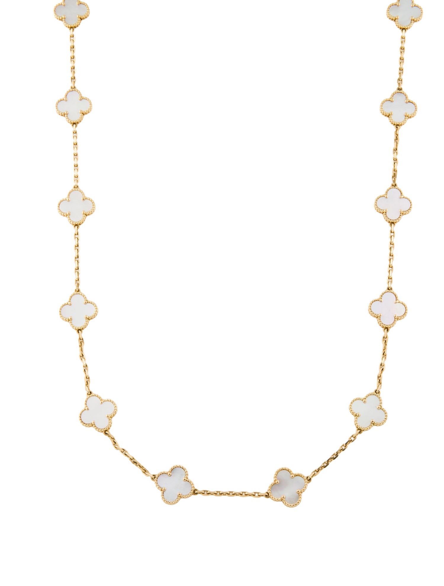 Van Cleef & Arpels Mother Of Pearl Vintage Alhambra Long Necklace, 20 Motifs