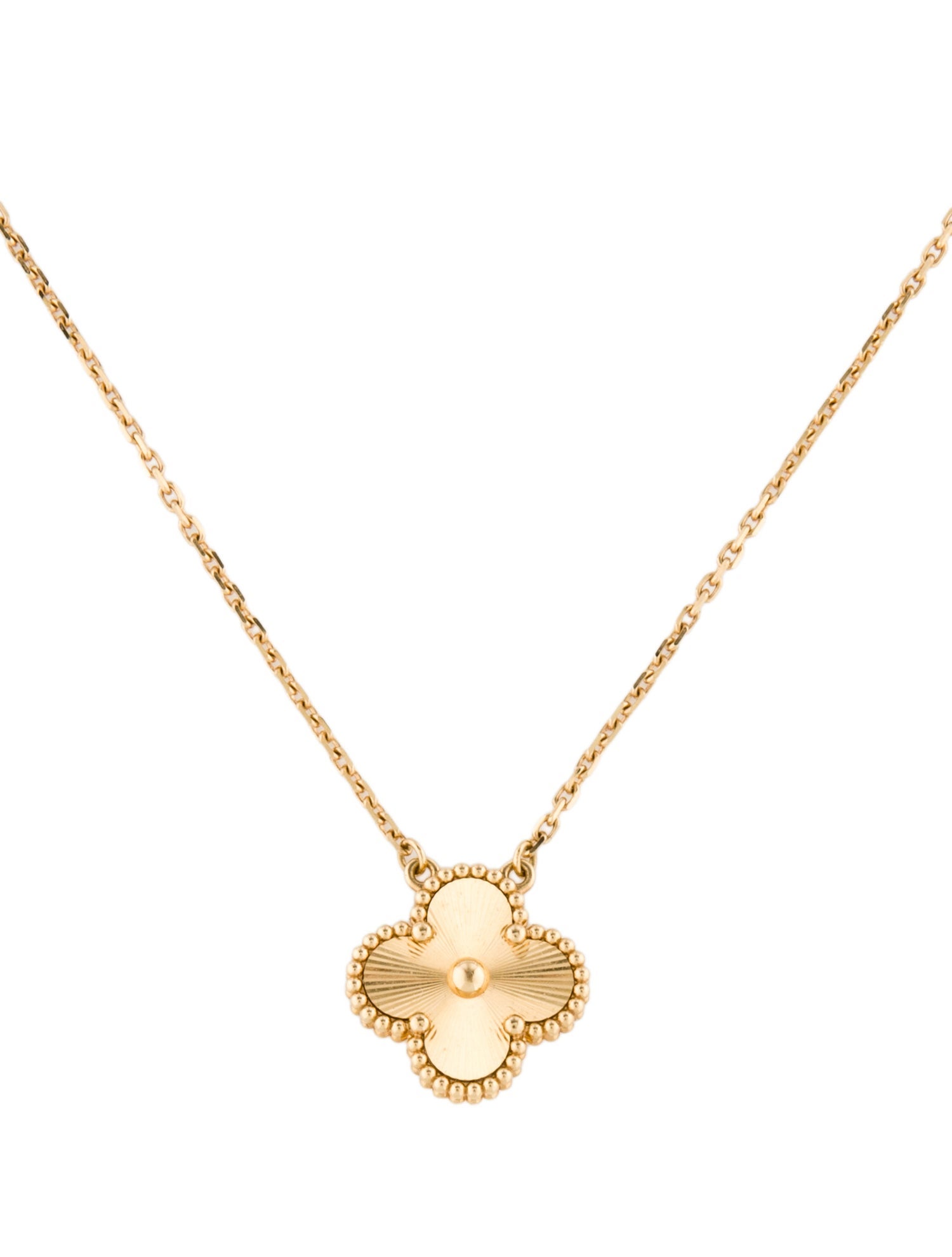 Van Cleef & Arpels Vintage Alhambra Guilloché Pendant Necklace