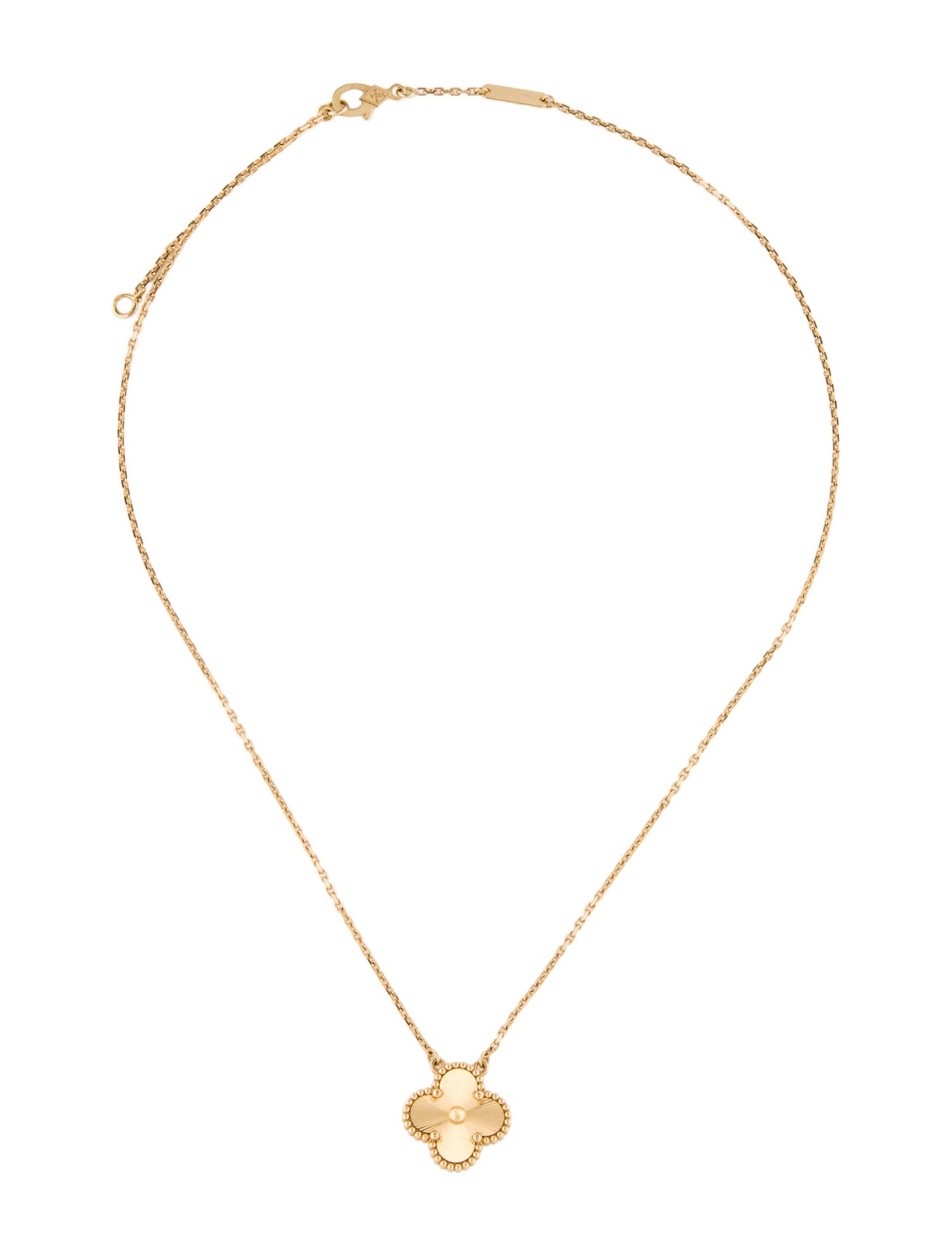 Van Cleef & Arpels Vintage Alhambra Guilloché Pendant Necklace