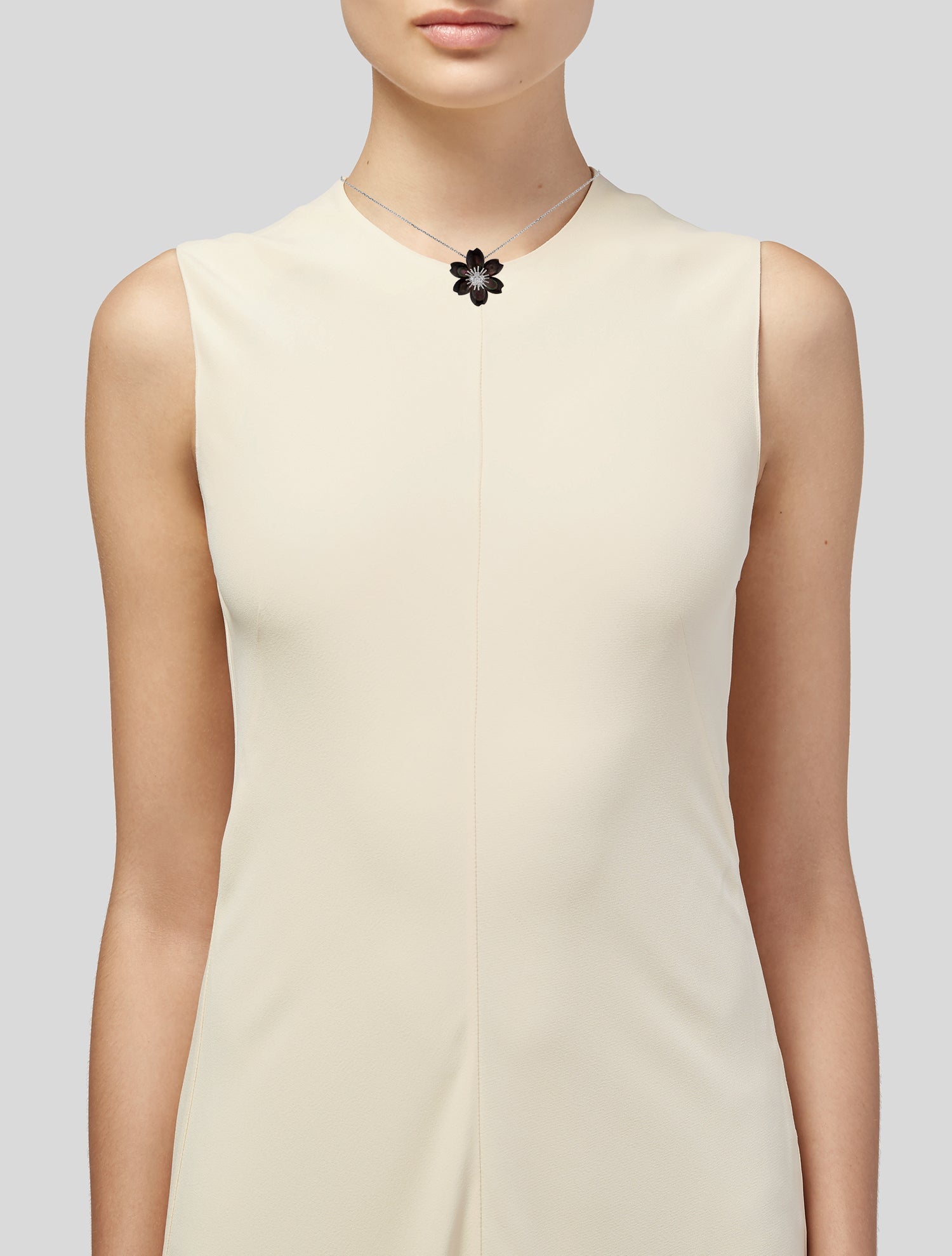 Van Cleef & Arpels Mother of Pearl Small Rose de Noël Clip Pendant Necklace