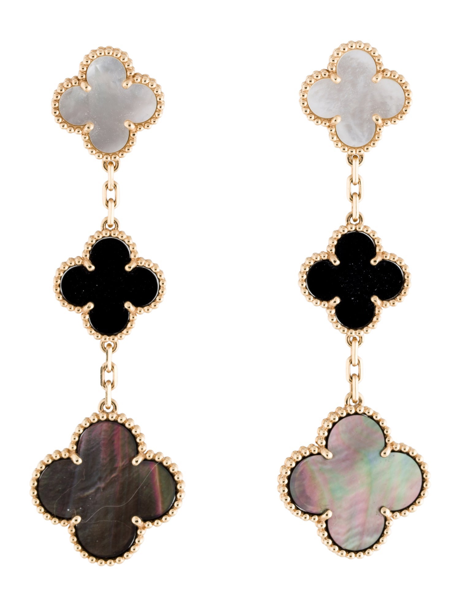 Van Cleef & Arpels Mother of Pearl Magic Alhambra 3 Motif Earrings
