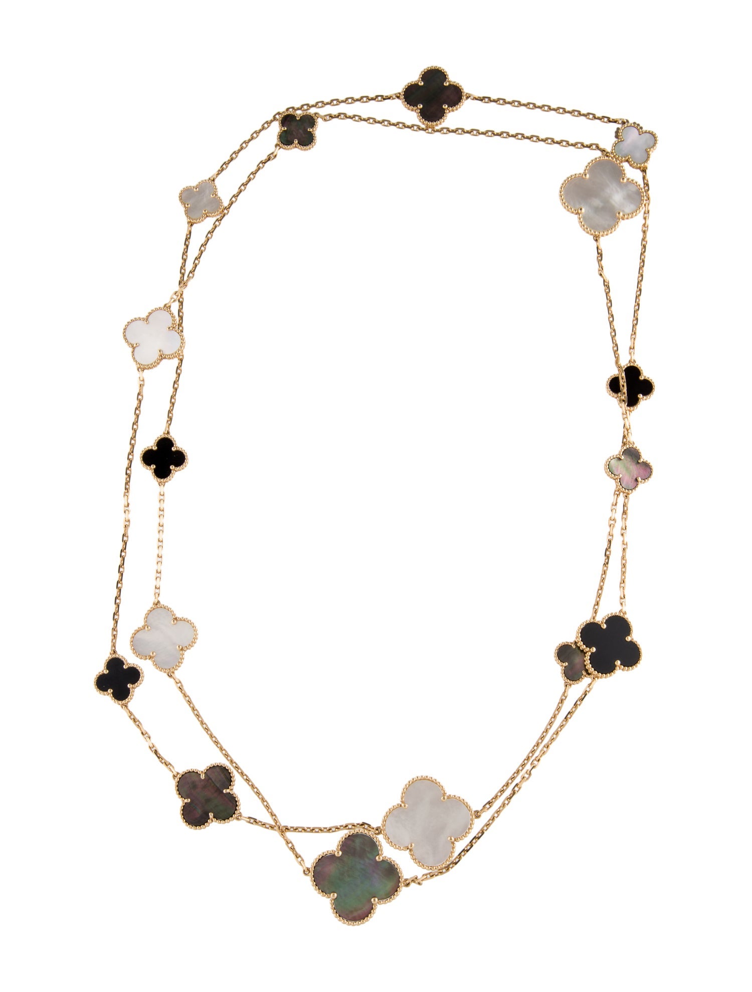 Van Cleef & Arpels Mother of Pearl Magic Alhambra Long Necklace, 16 Motifs