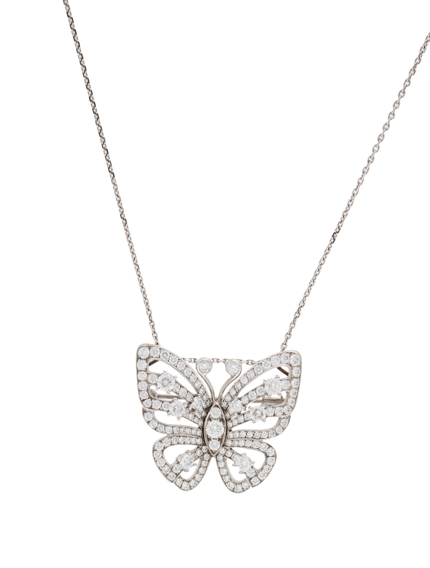Van Cleef & Arpels Diamond Butterfly Convertible Brooch Pendant Necklace