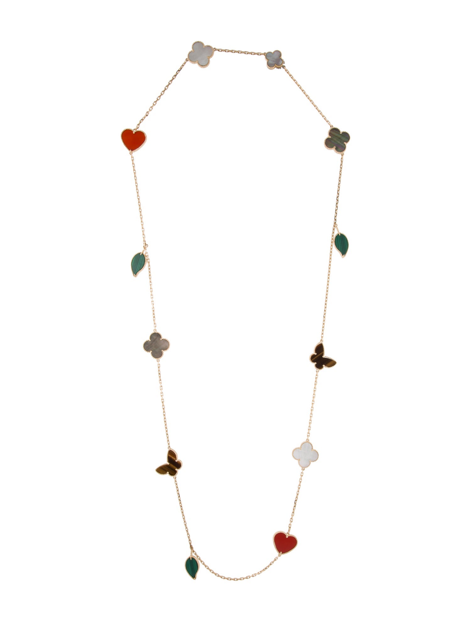 Van Cleef & Arpels Mother of Pearl Lucky Alhambra 12 Motif Long Necklace