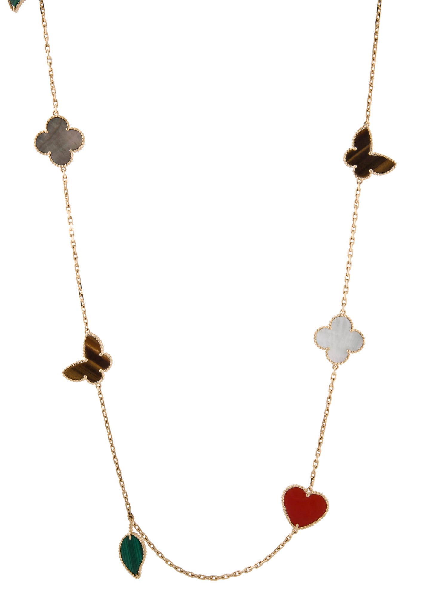 Van Cleef & Arpels Mother of Pearl Lucky Alhambra 12 Motif Long Necklace