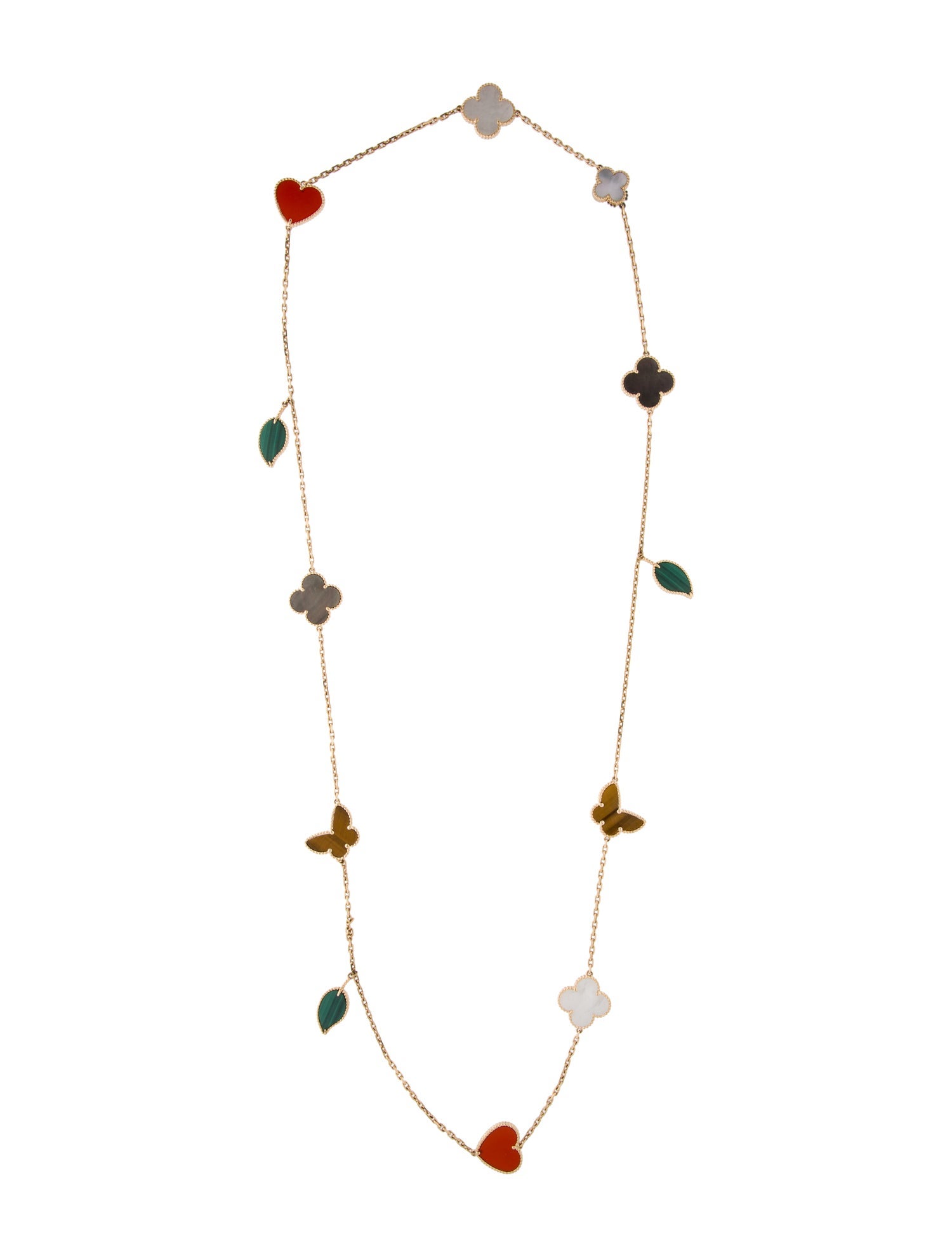 Van Cleef & Arpels Mother of Pearl Lucky Alhambra 12 Motif Long Necklace