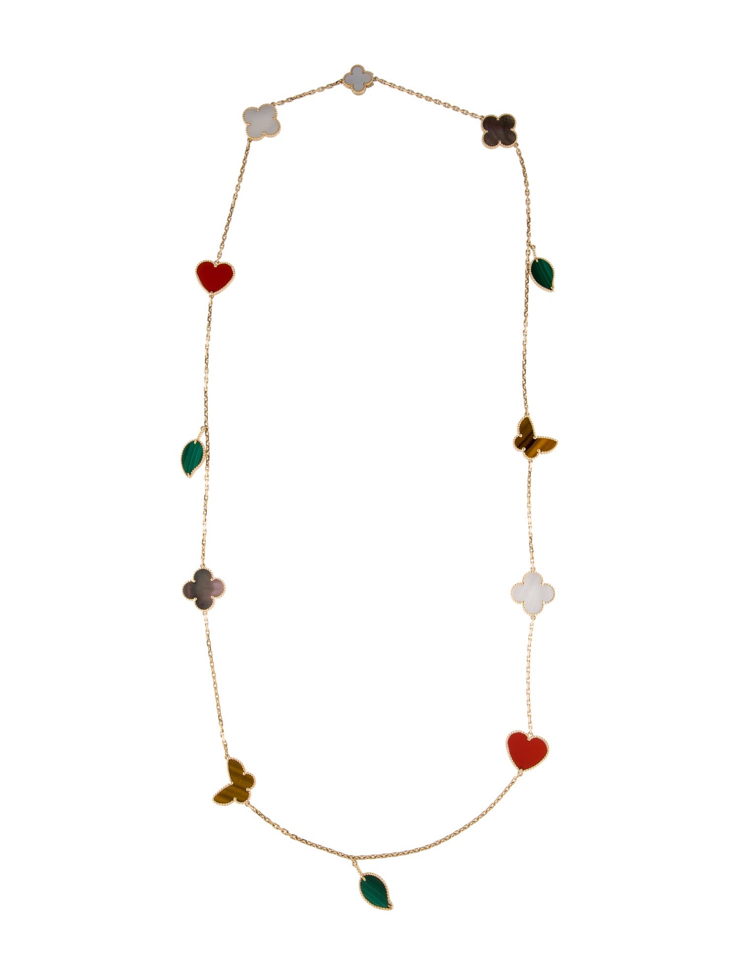 Van Cleef & Arpels Mother of Pearl Lucky Alhambra 12 Motif Long Necklace