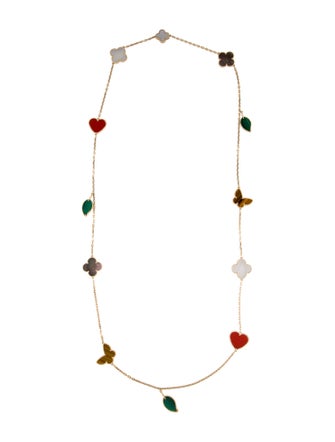 Van Cleef & Arpels Mother of Pearl Lucky Alhambra 12 Motif Long Necklace