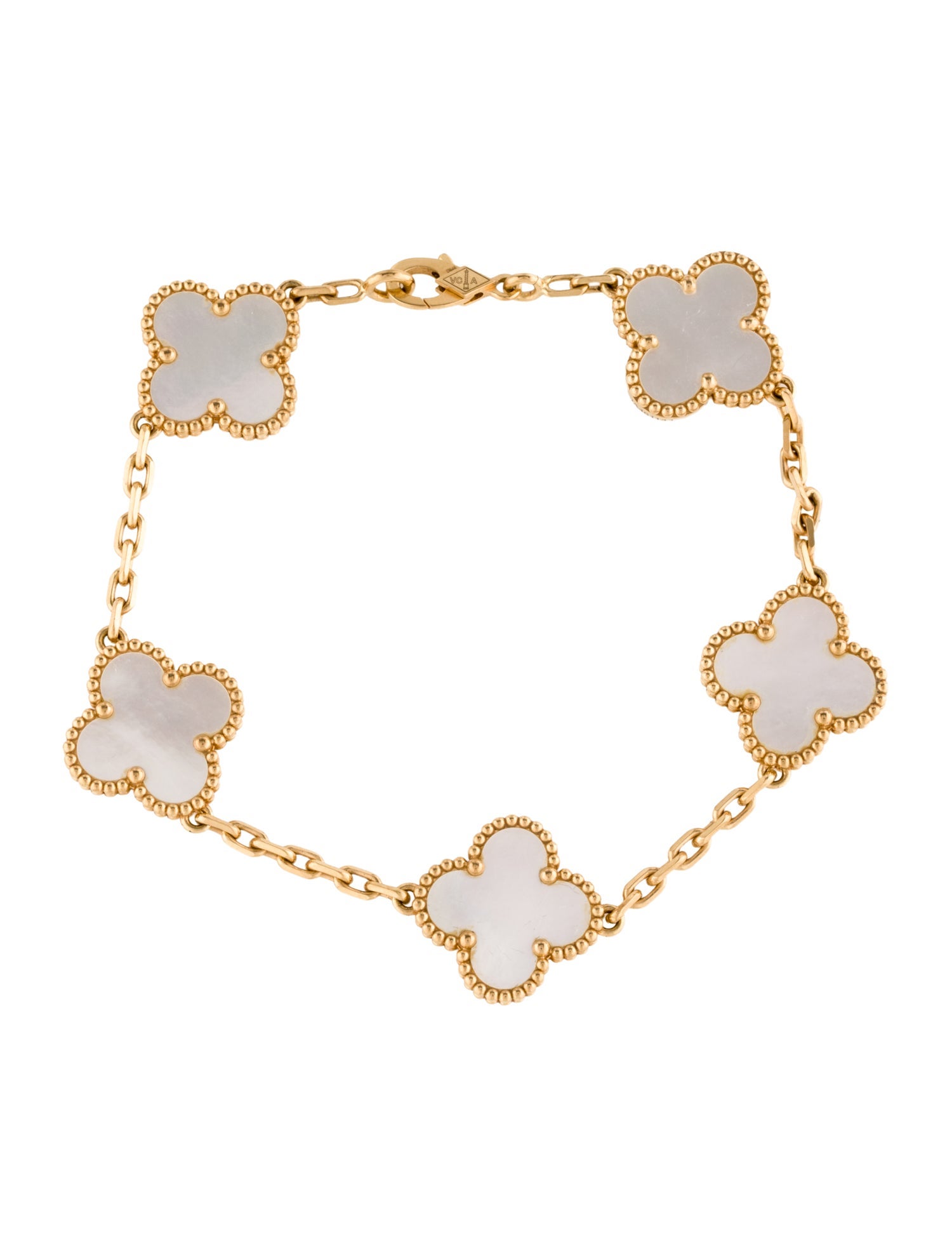 Van Cleef & Arpels Mother of Pearl Vintage Alhambra Bracelet, 5 Motifs