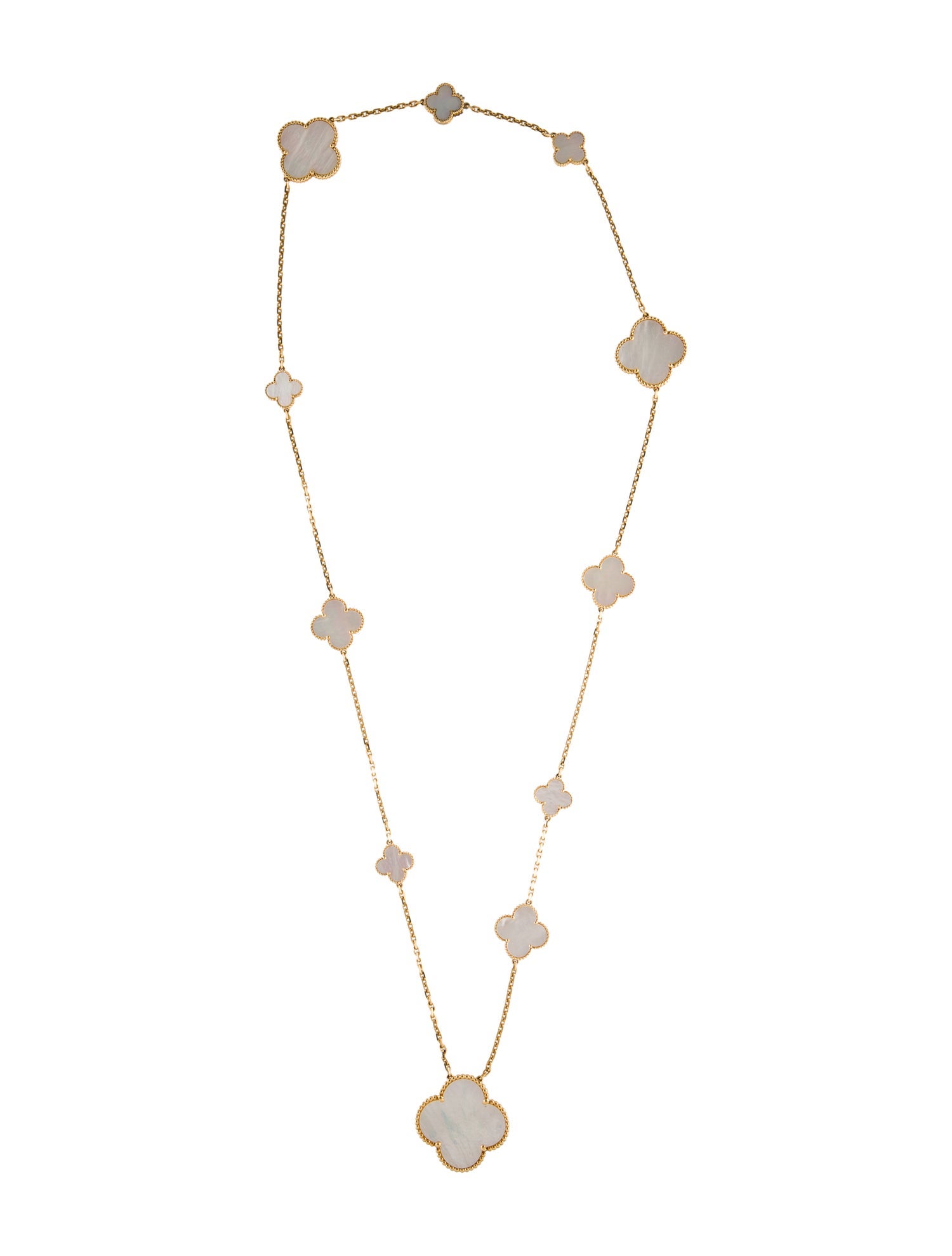 Van Cleef & Arpels Mother Of Pearl Magic Alhambra Long Necklace, 11 Motifs