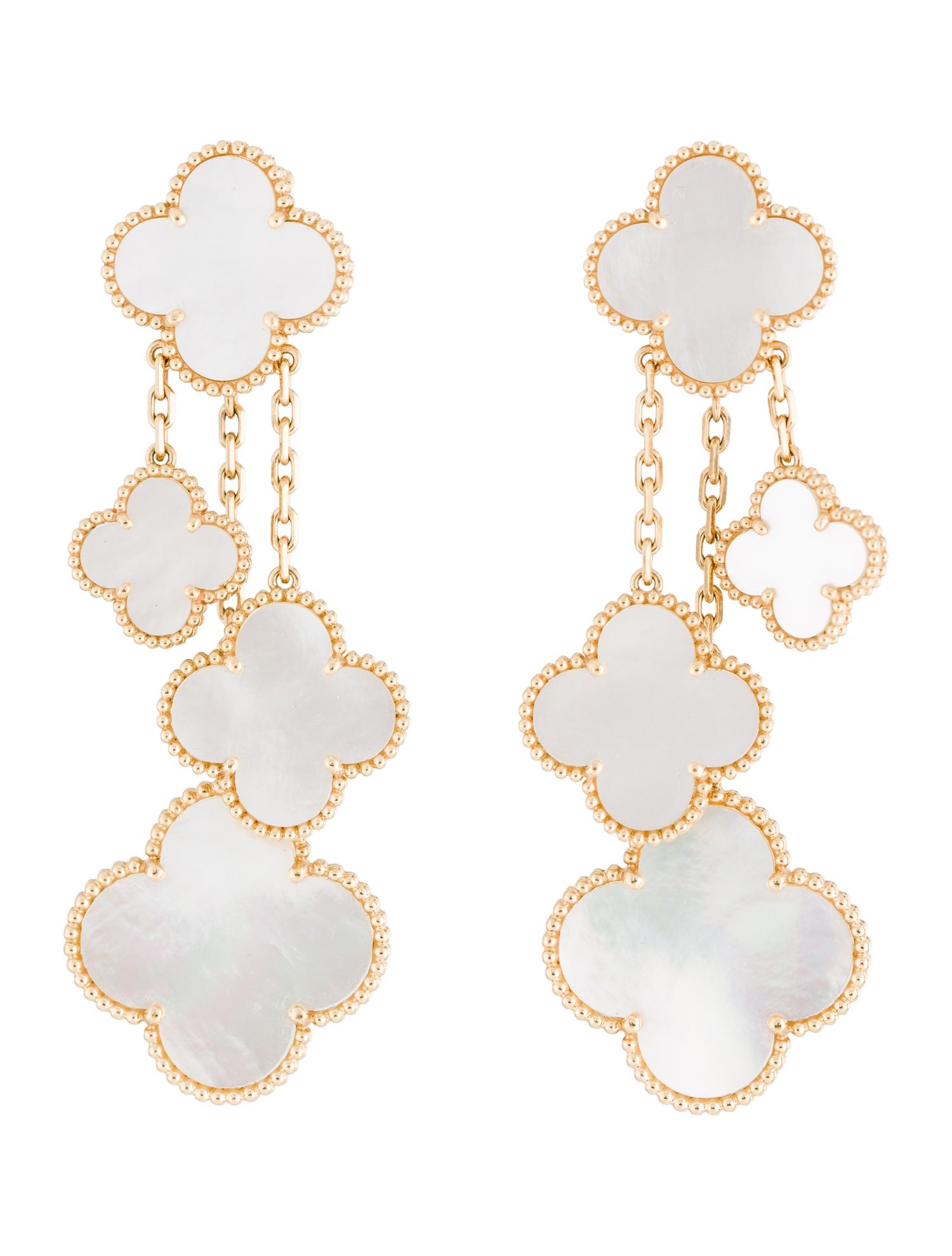 Van Cleef & Arpels Mother of Pearl Magic Alhambra Earrings, 4 Motifs