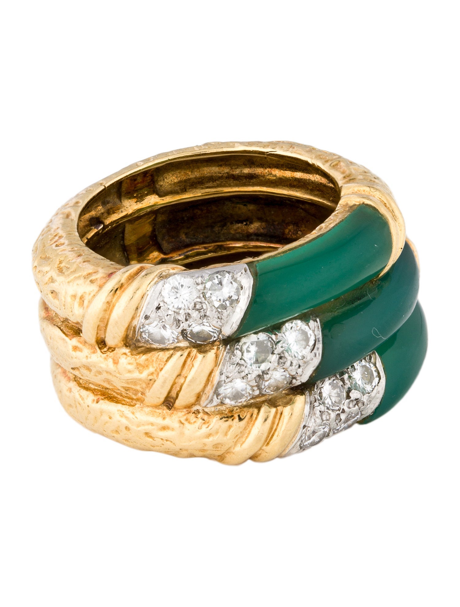 Van Cleef & Arpels Vintage 18K Dyed Chalcedony & Diamond Ring