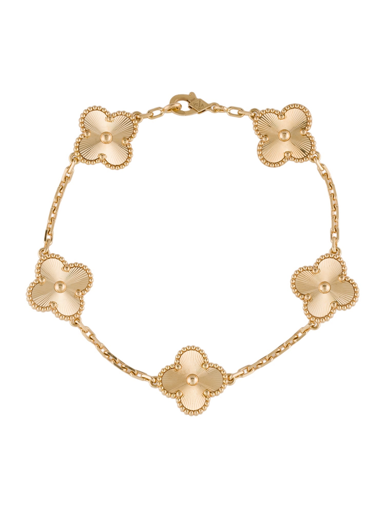 Van Cleef & Arpels Vintage Alhambra Guilloché Bracelet, 5 Motifs