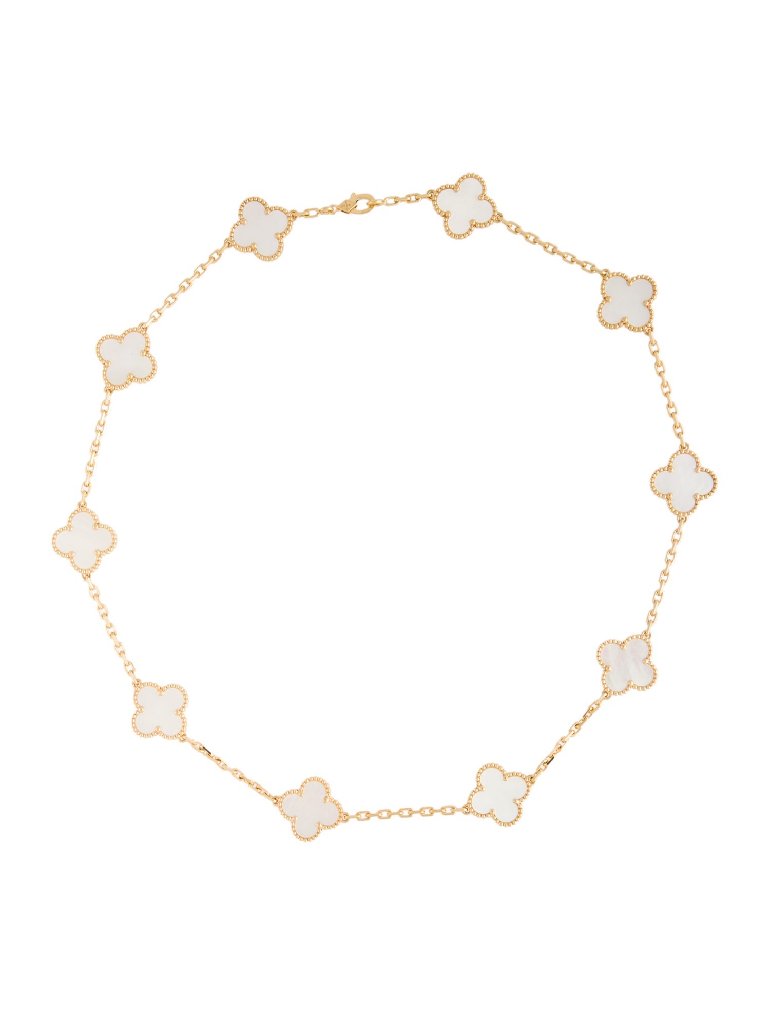 Van Cleef & Arpels Mother Of Pearl 10 Motif Vintage Alhambra Necklace