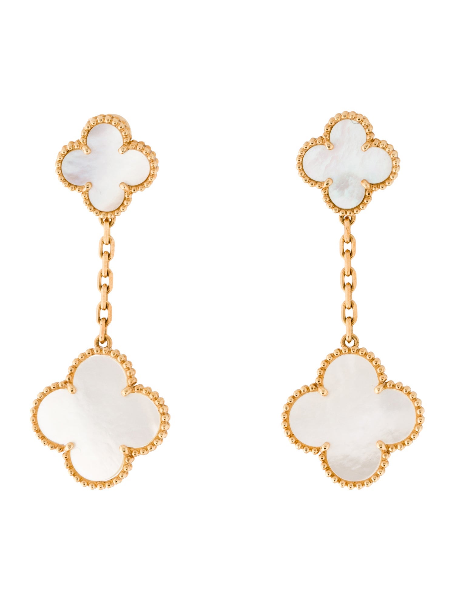 Van Cleef & Arpels Mother of Pearl Magic Alhambra 2 Motif Earrings