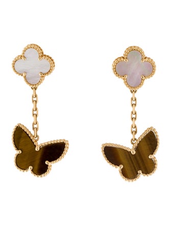 Van Cleef & Arpels Mother of Pearl Lucky Alhambra Earrings, 2 Motifs