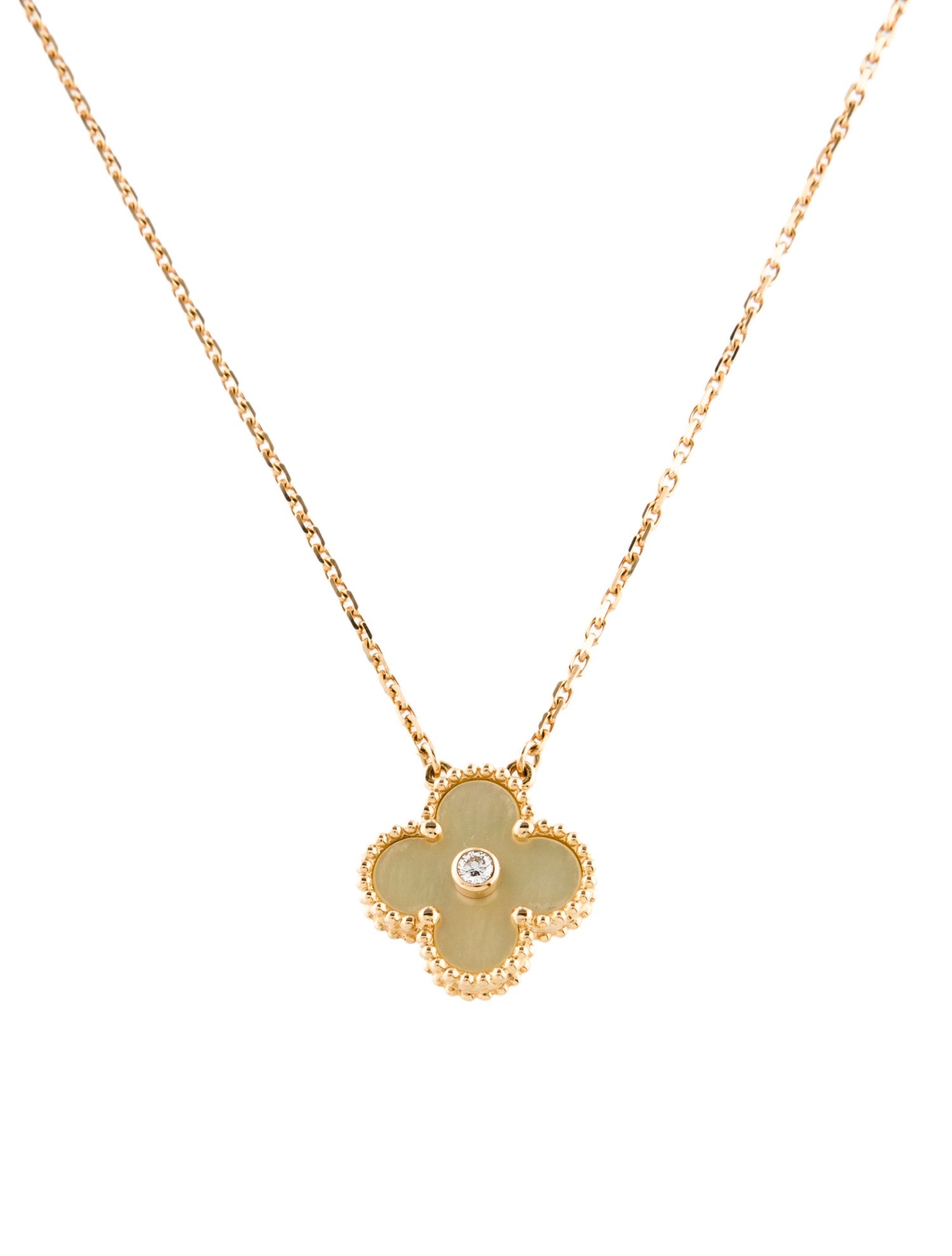 Van Cleef & Arpels Mother of Pearl Limited Edition 2018 Vintage Alhambra Holiday Pendant Necklace