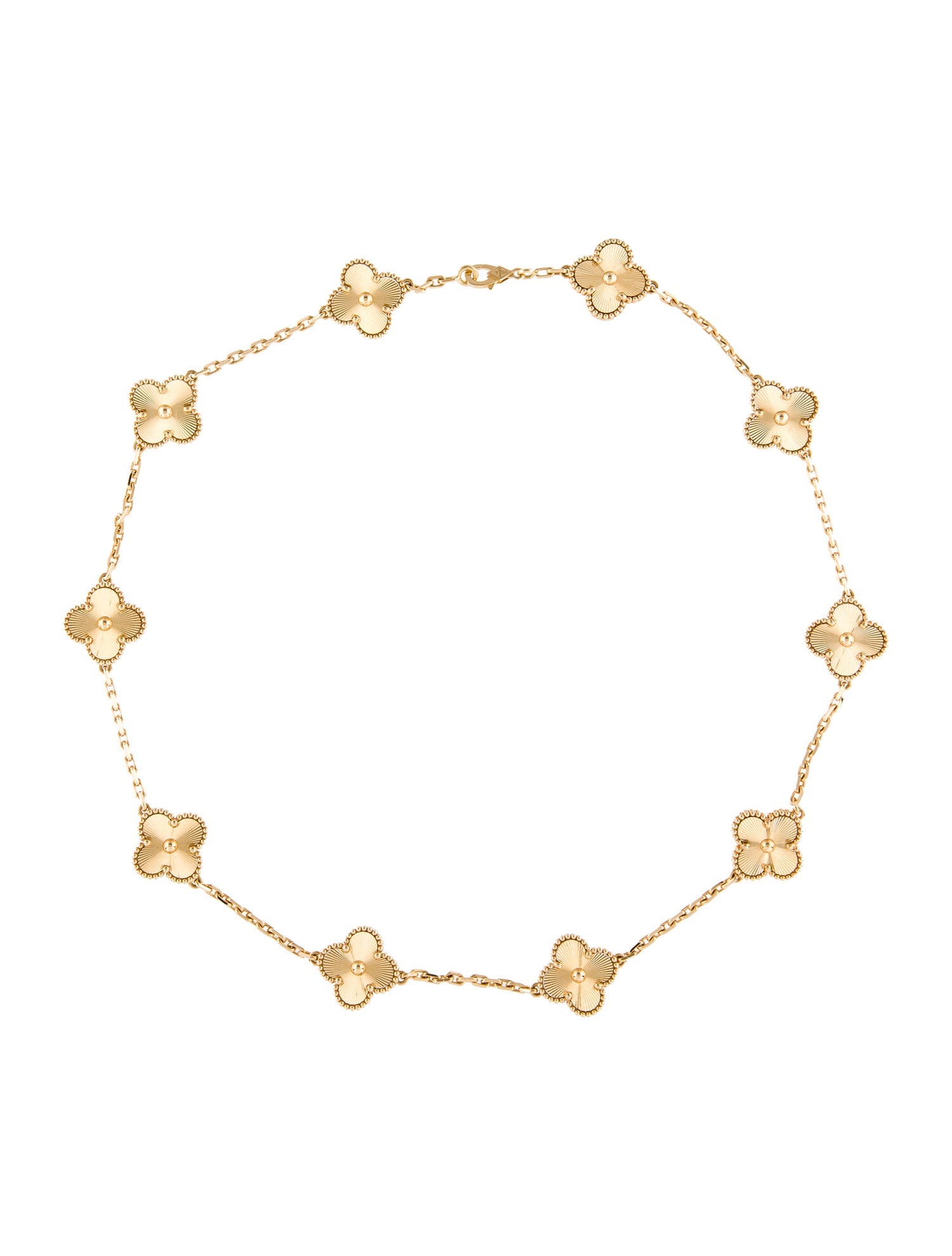 Van Cleef & Arpels Vintage Alhambra Guilloche 10 Motif Necklace