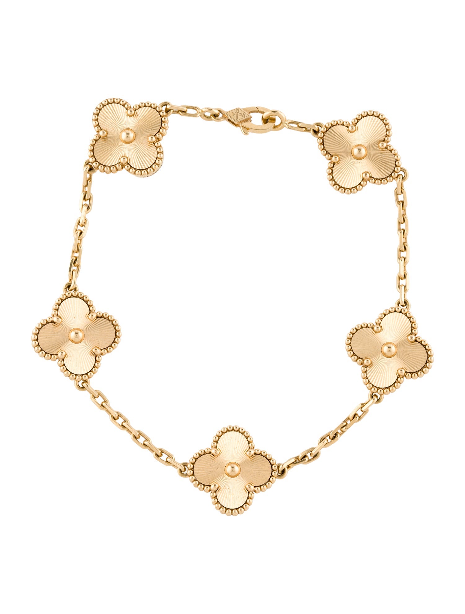 Van Cleef & Arpels Vintage Alhambra Guilloché Bracelet, 5 Motifs