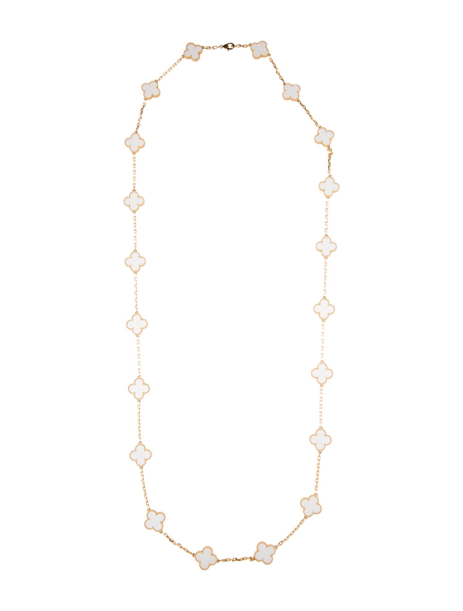 Van Cleef & Arpels Vintage Rock Crystal Alhambra Long Necklace, 20 Motifs