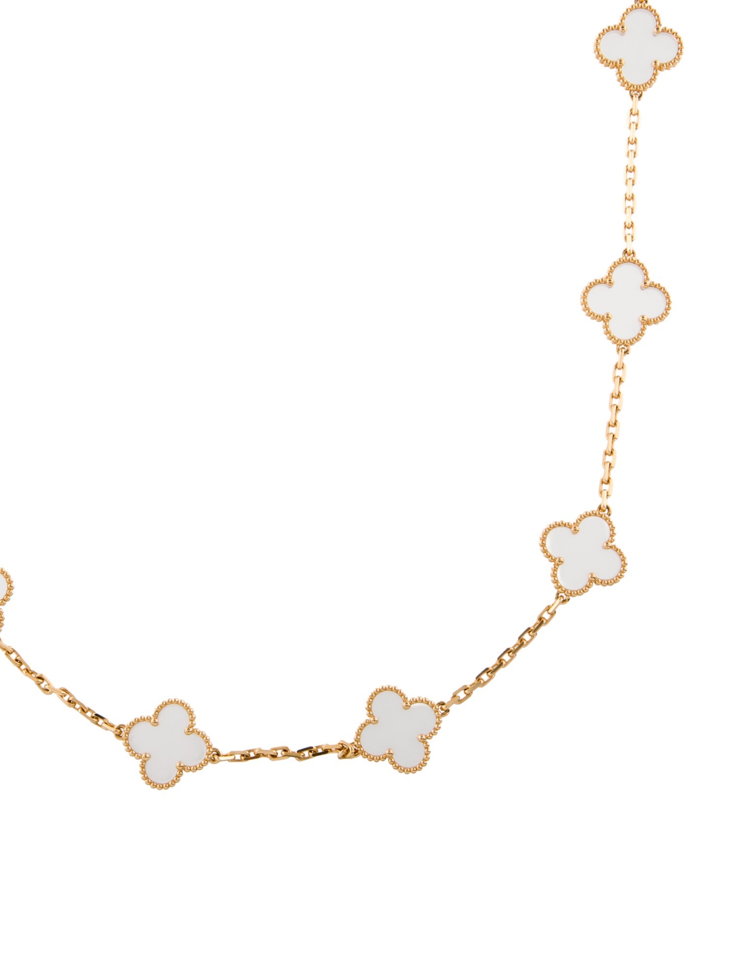 Van Cleef & Arpels Vintage Rock Crystal Alhambra Long Necklace, 20 Motifs