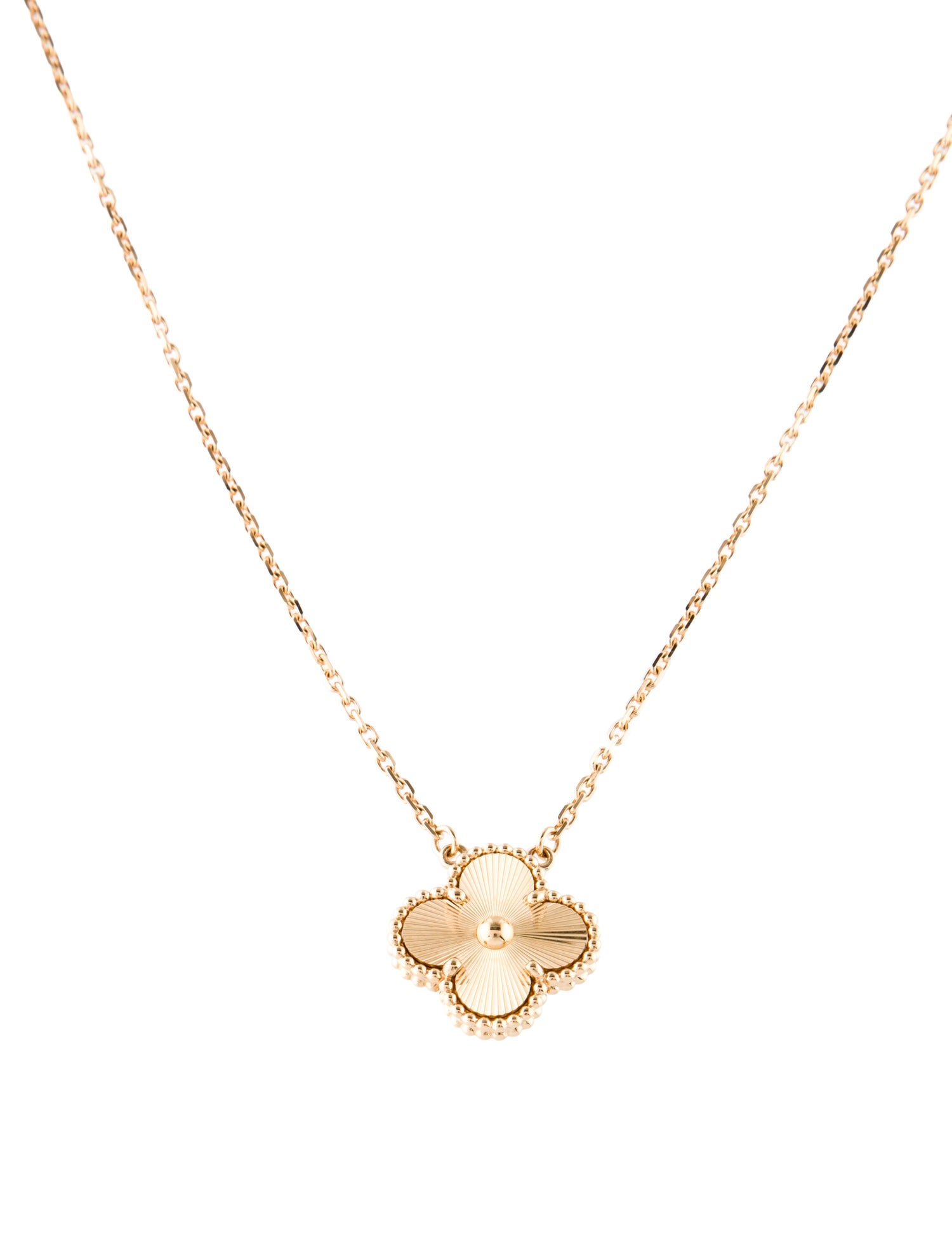 Van Cleef & Arpels Vintage Alhambra Guilloche Pendant Necklace