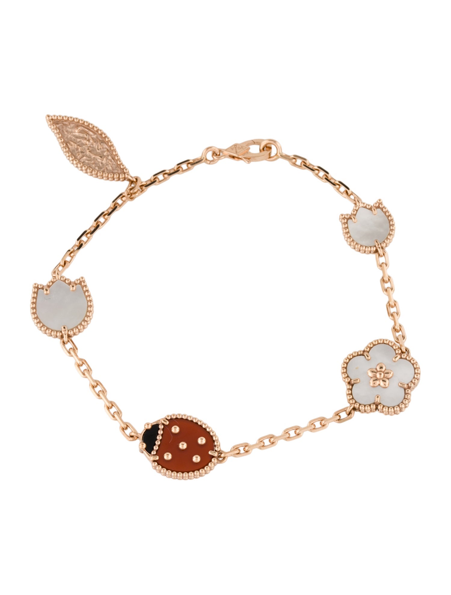 Van Cleef & Arpels Mother Of Pearl Lucky Spring Bracelet 5 Motifs
