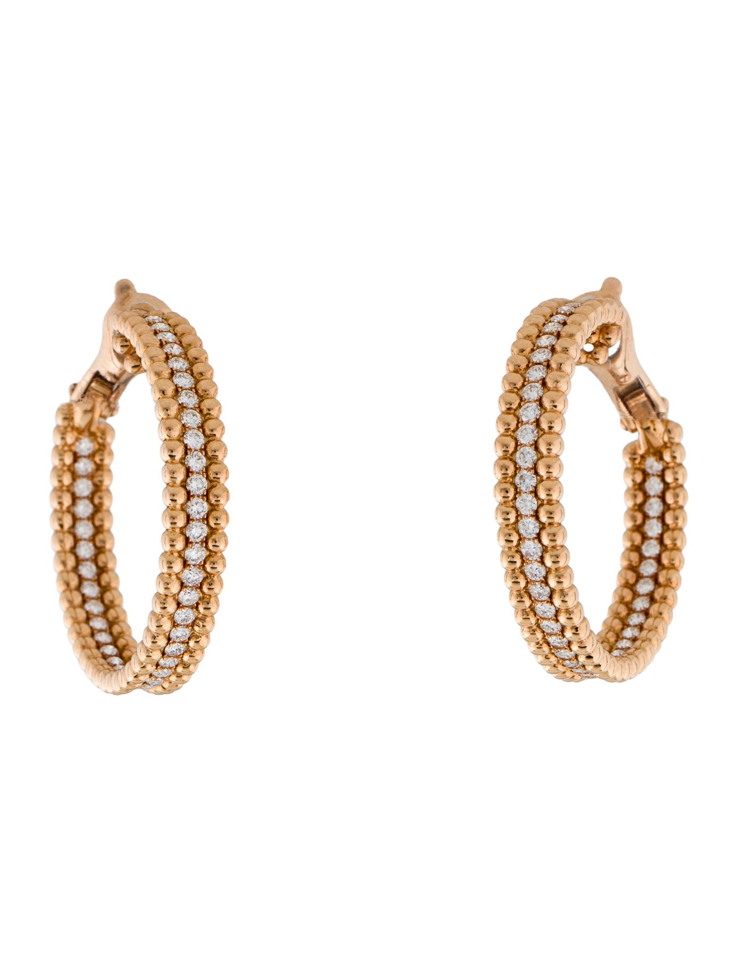Van Cleef & Arpels Diamond Perlée Hoop Earrings