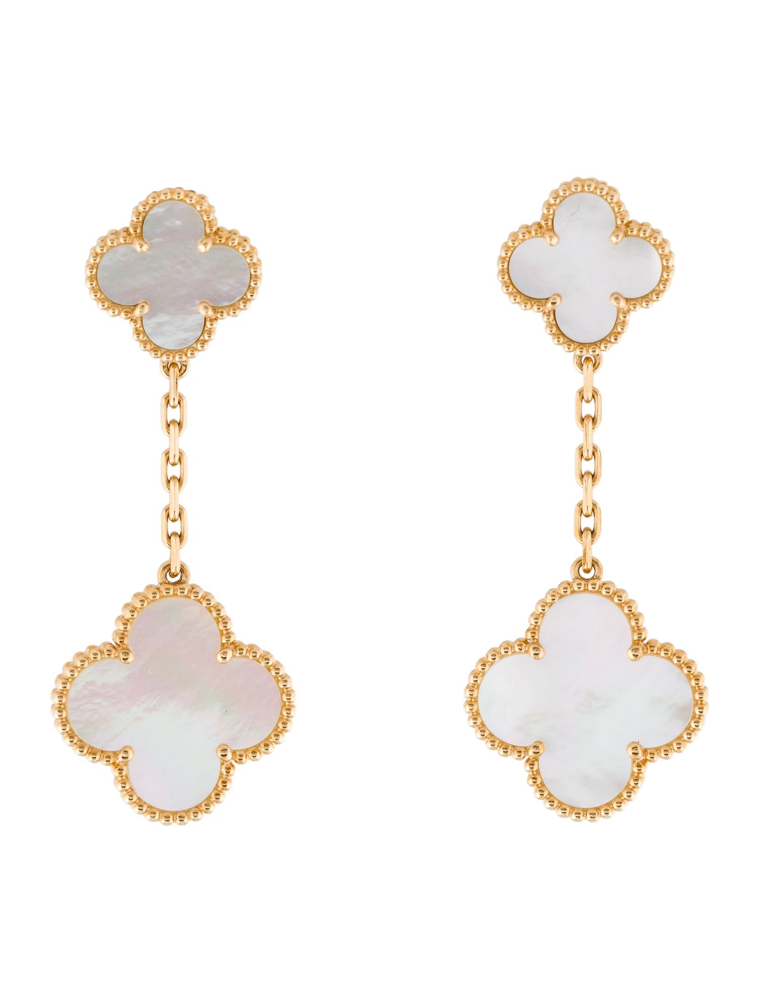 Van Cleef & Arpels Mother of Pearl Magic Alhambra Earrings, 2 Motifs